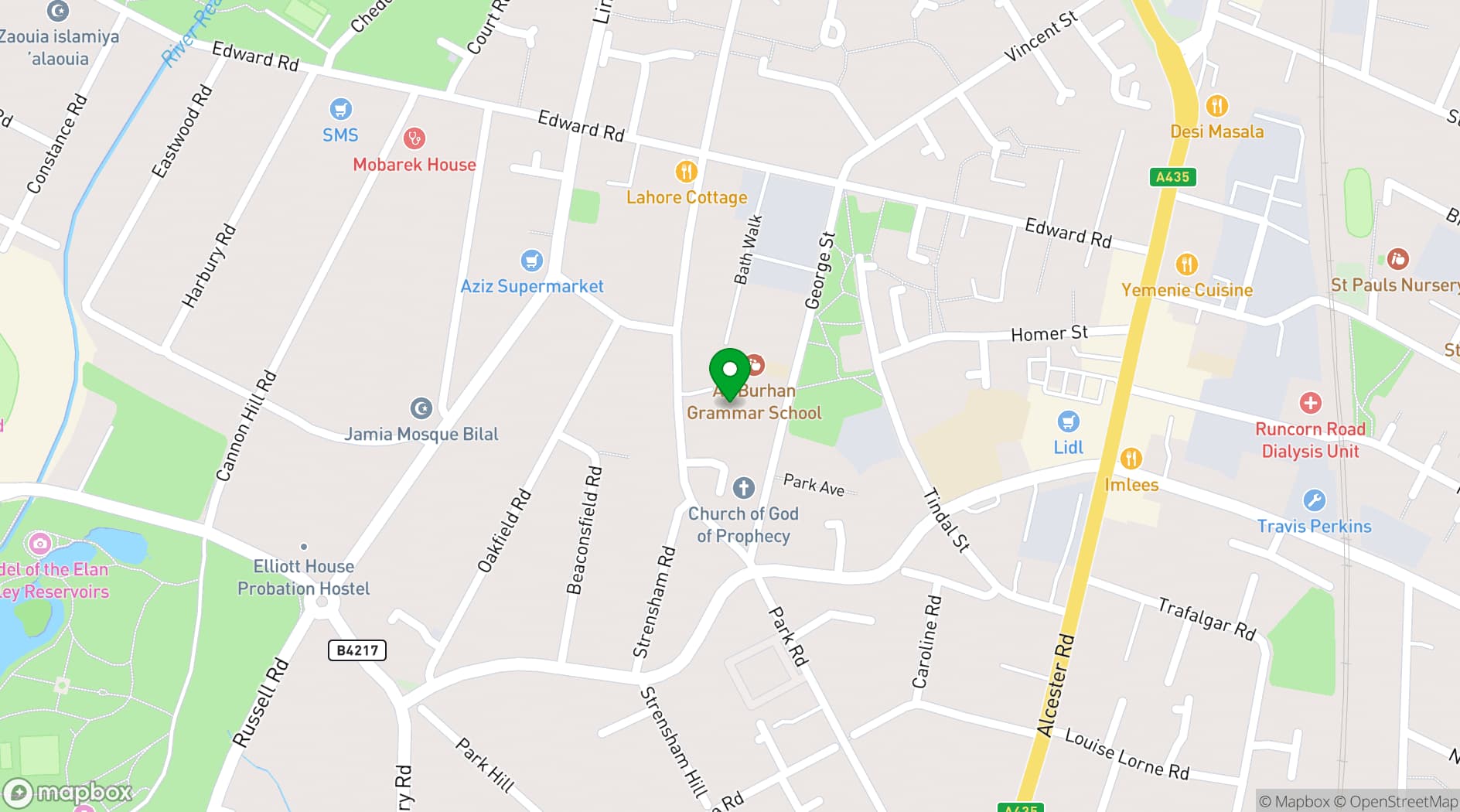 Map showing B12 Urban Village Hall