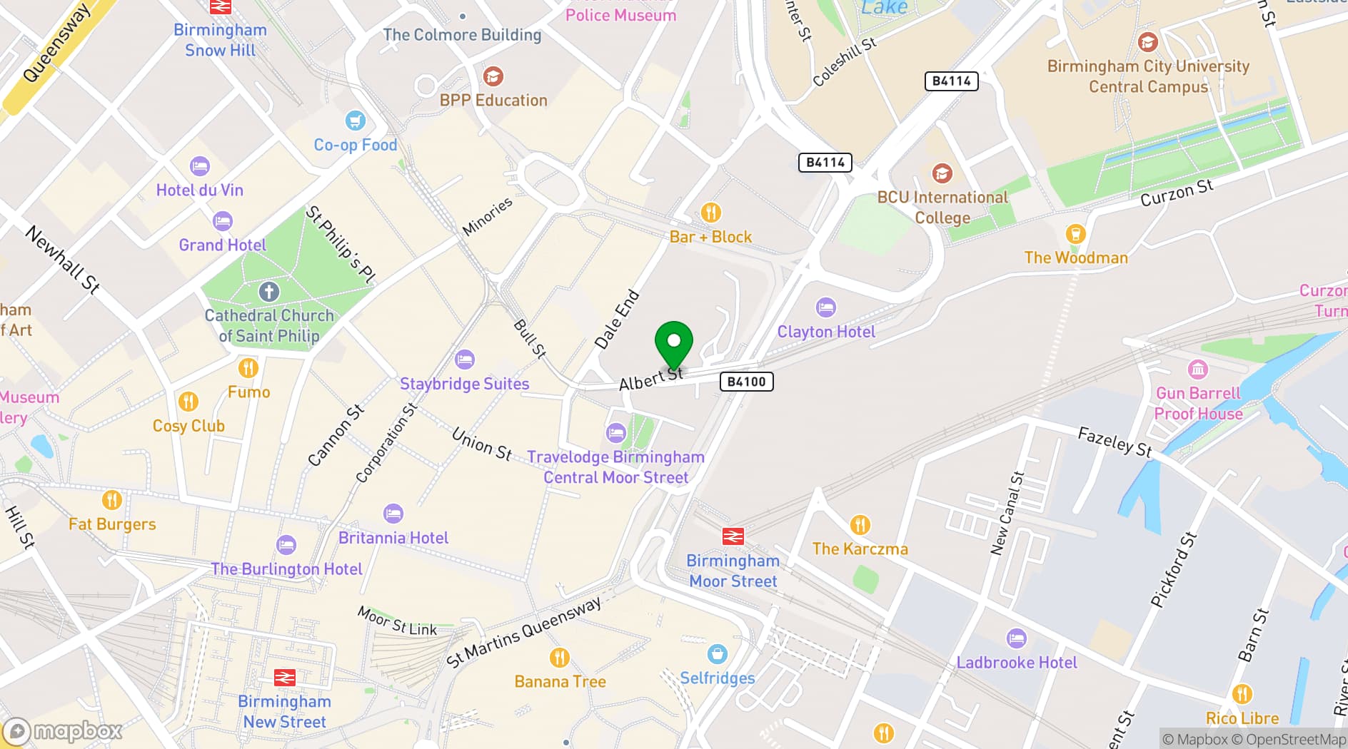 Map showing Clayton Hotel Birmingham