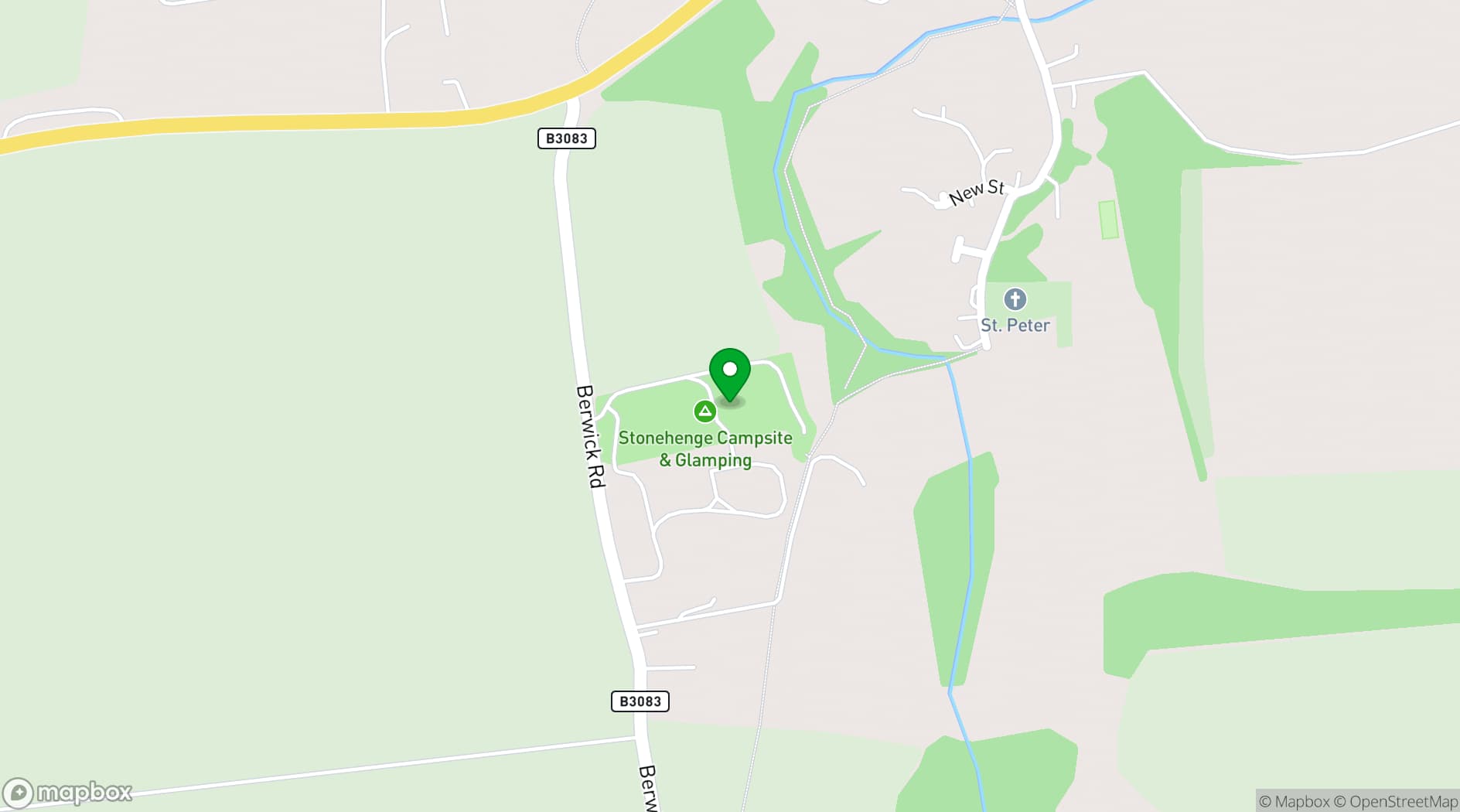 Map showing Stonehenge Campsite