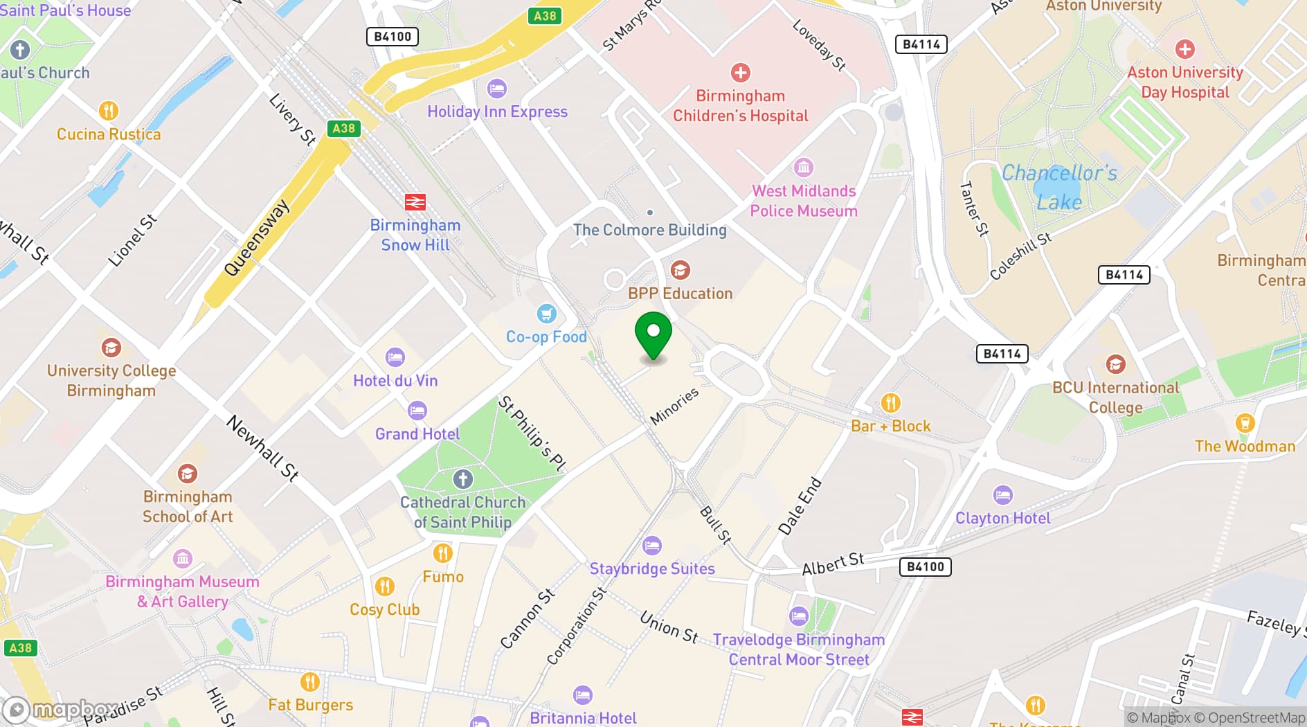 Map showing The Priory Rooms Meeting and Conference Centre 