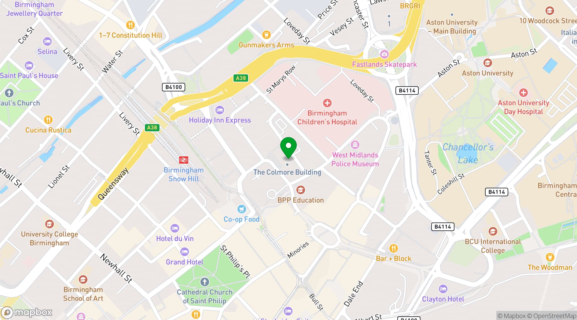 Map showing The Colmore Building