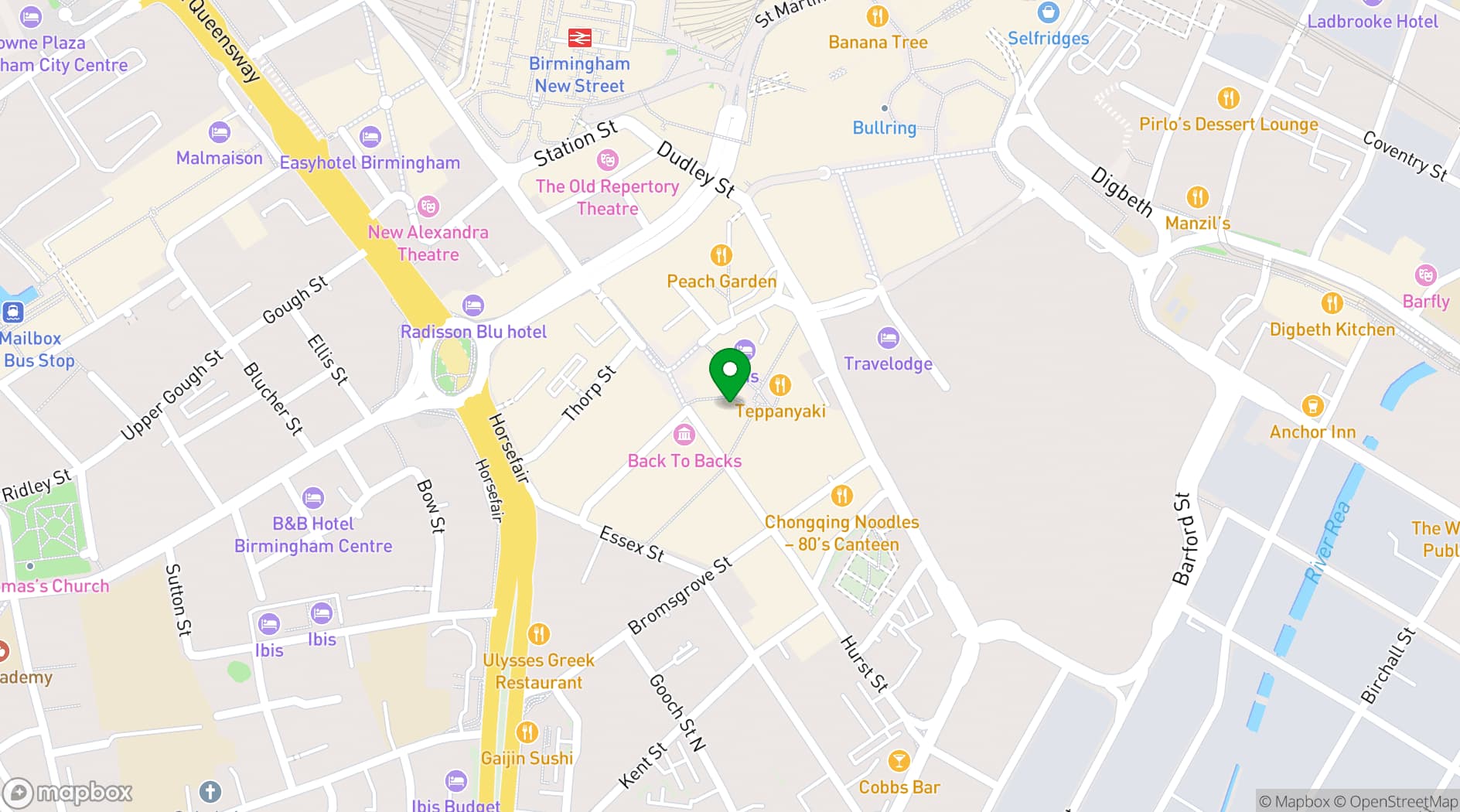 Map showing Glee Club Birmingham