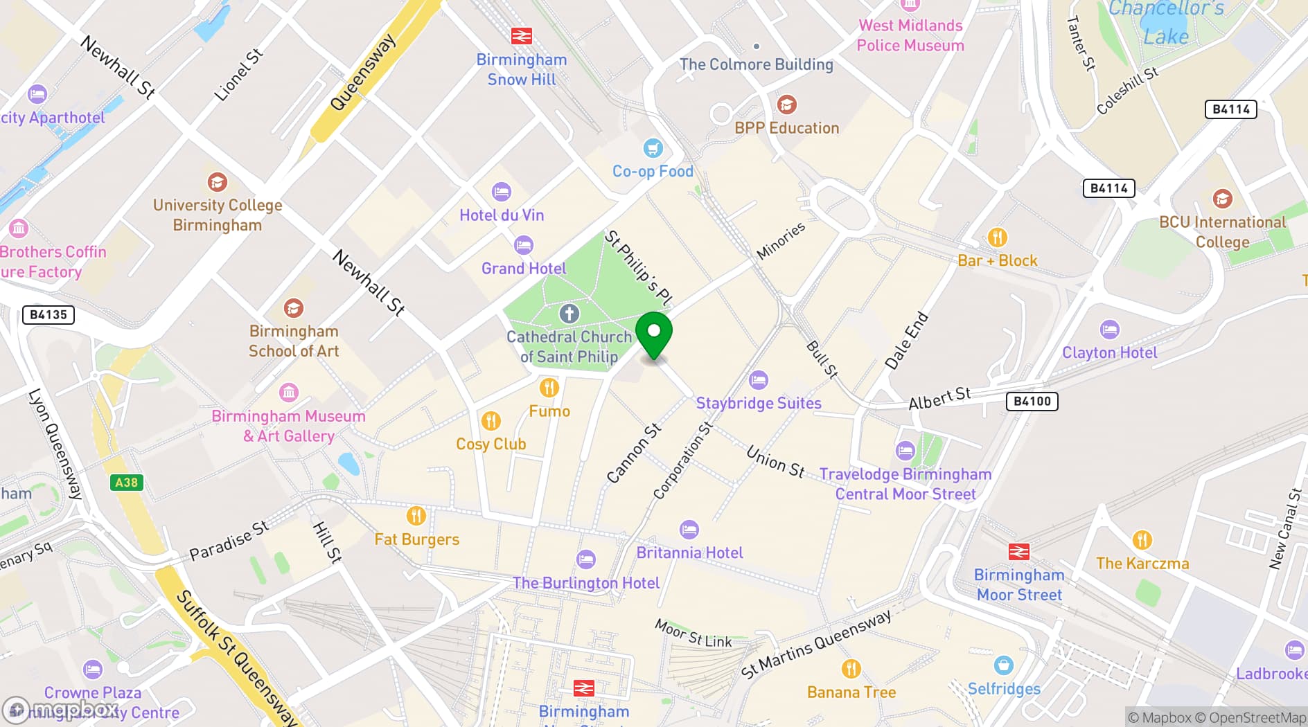 Map showing St Philips Chambers