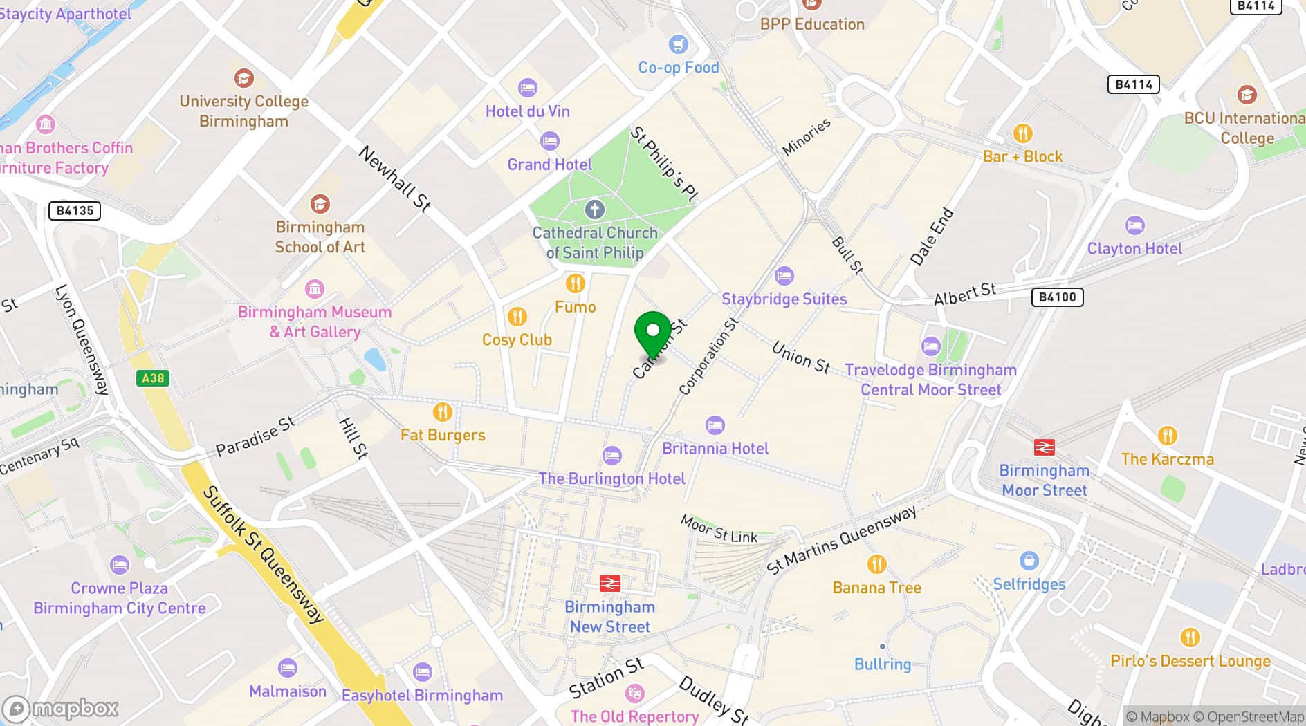 Map showing thestudio Birmingham