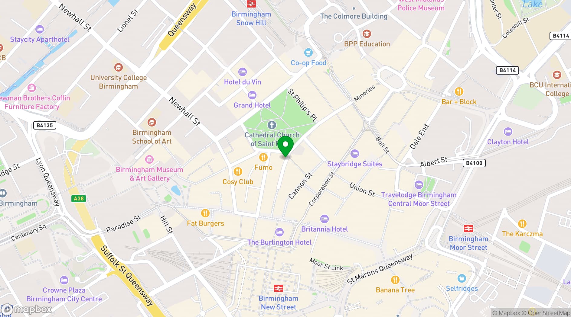 Map showing Riva Blu Birmingham