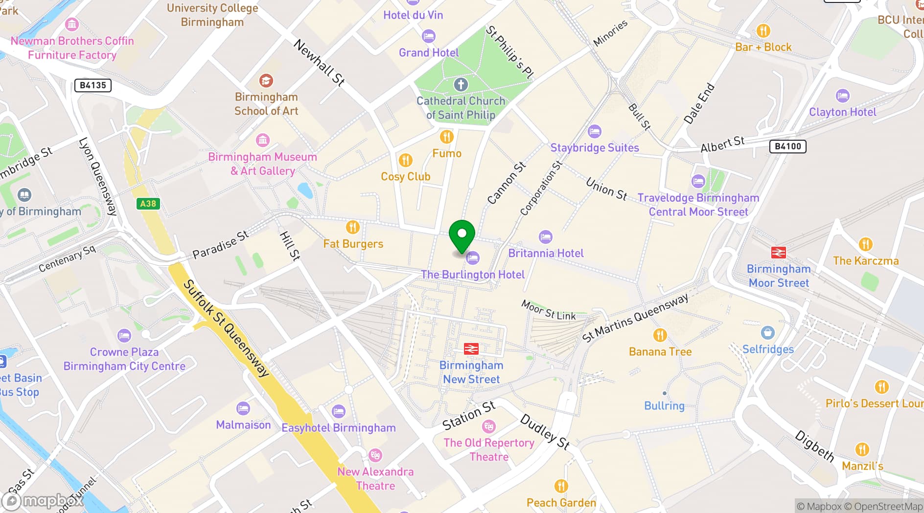 Map showing Macdonald Burlington Hotel