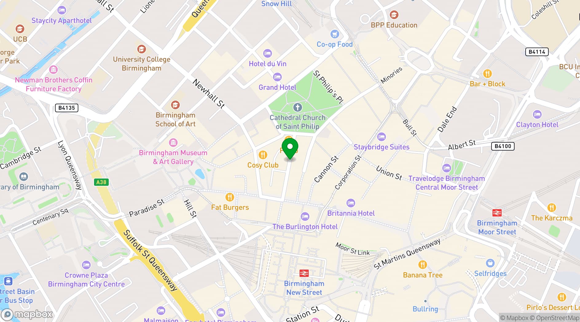 Map showing Revolucion De Cuba Birmingham