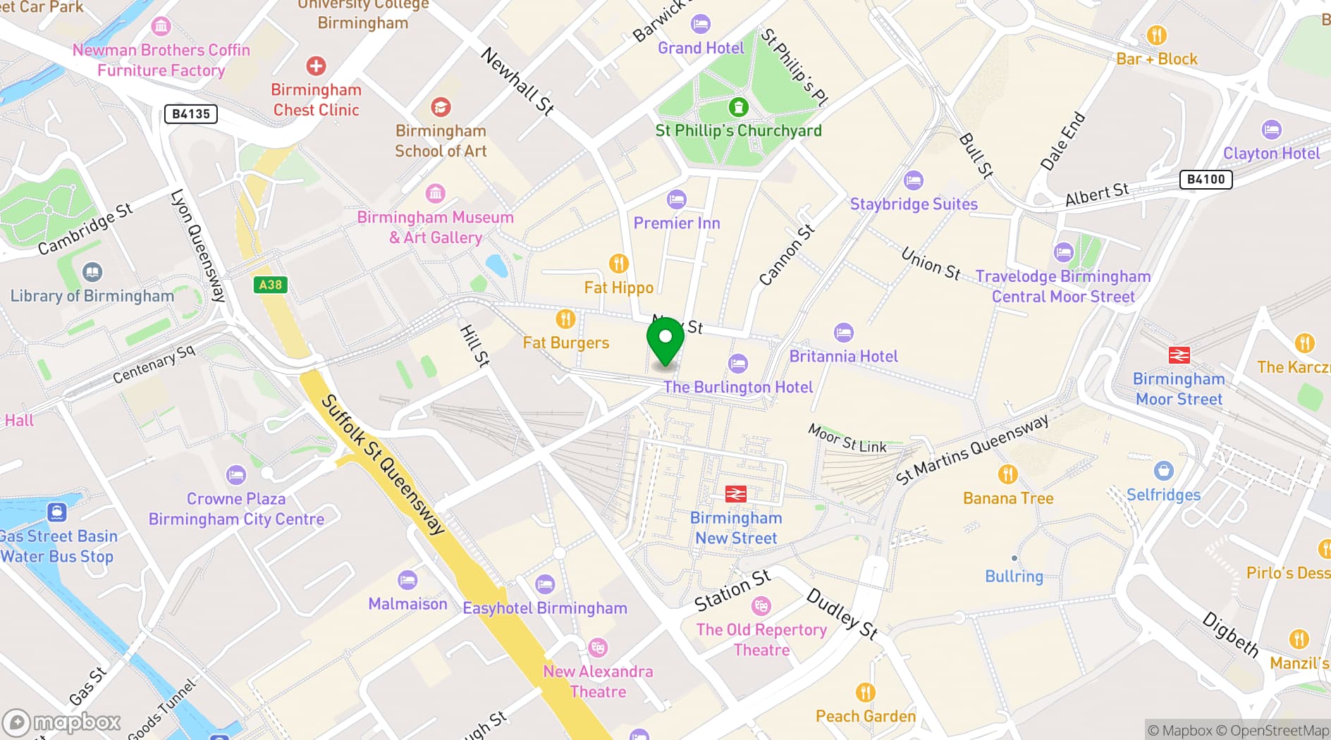 Map showing Be At One, Birmingham - New Street 