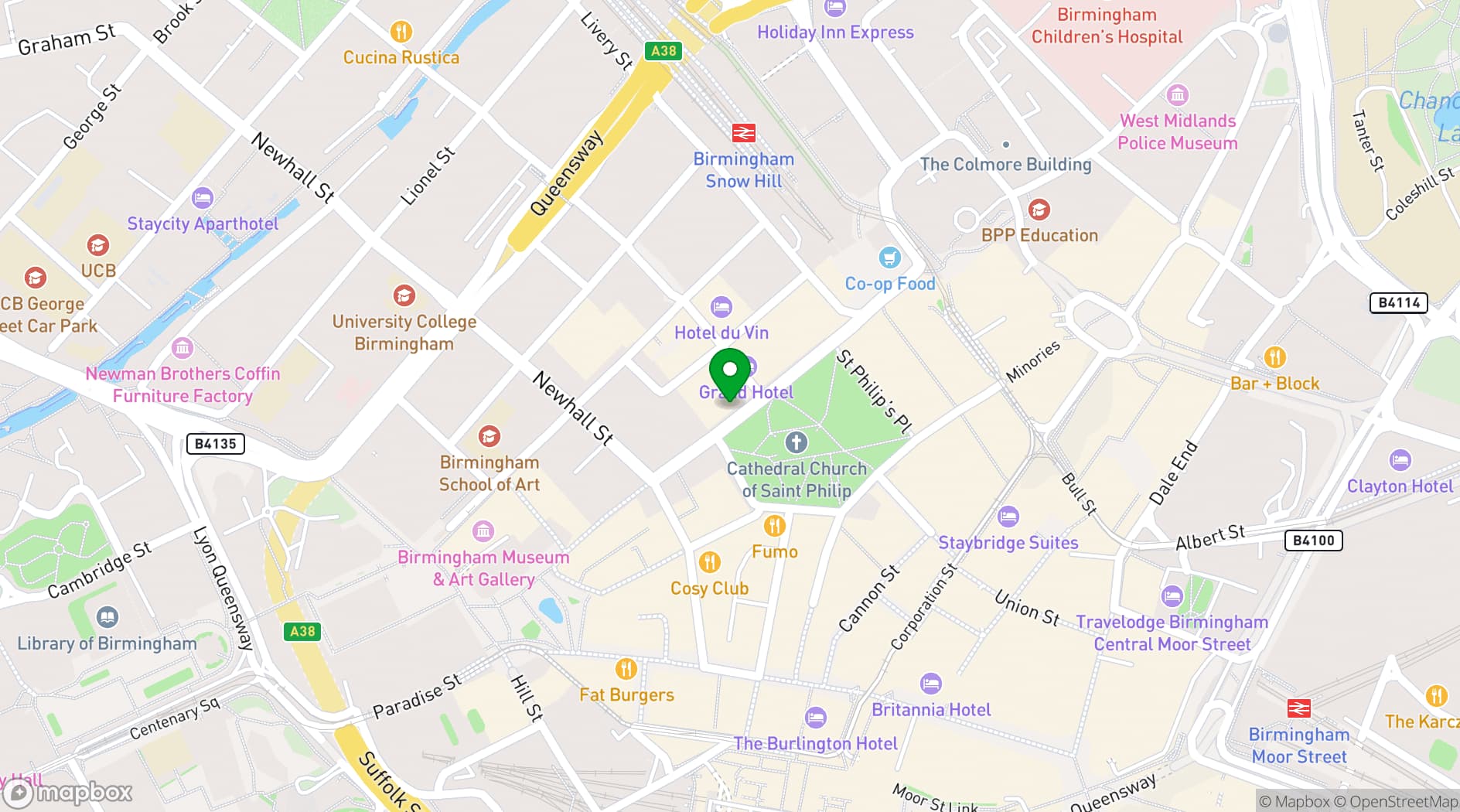 Map showing Birmingham (Gaucho)