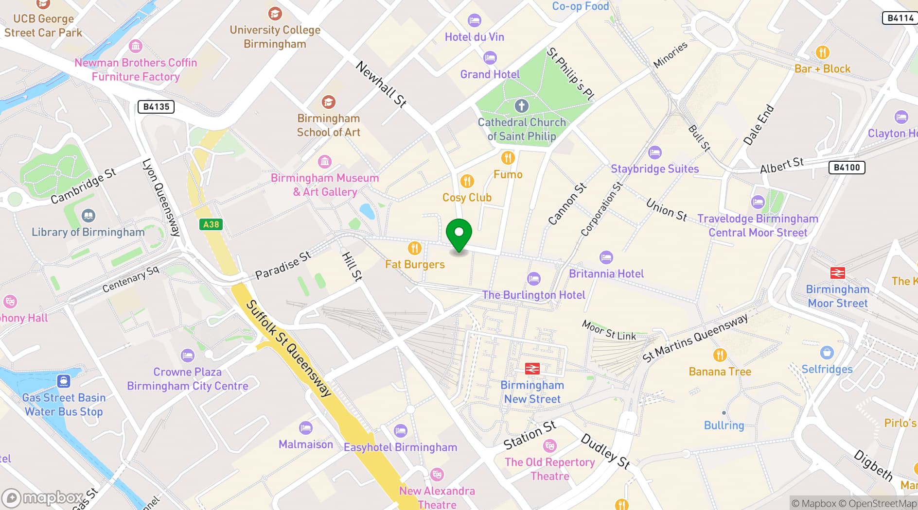 Map showing Bella Italia Birmingham
