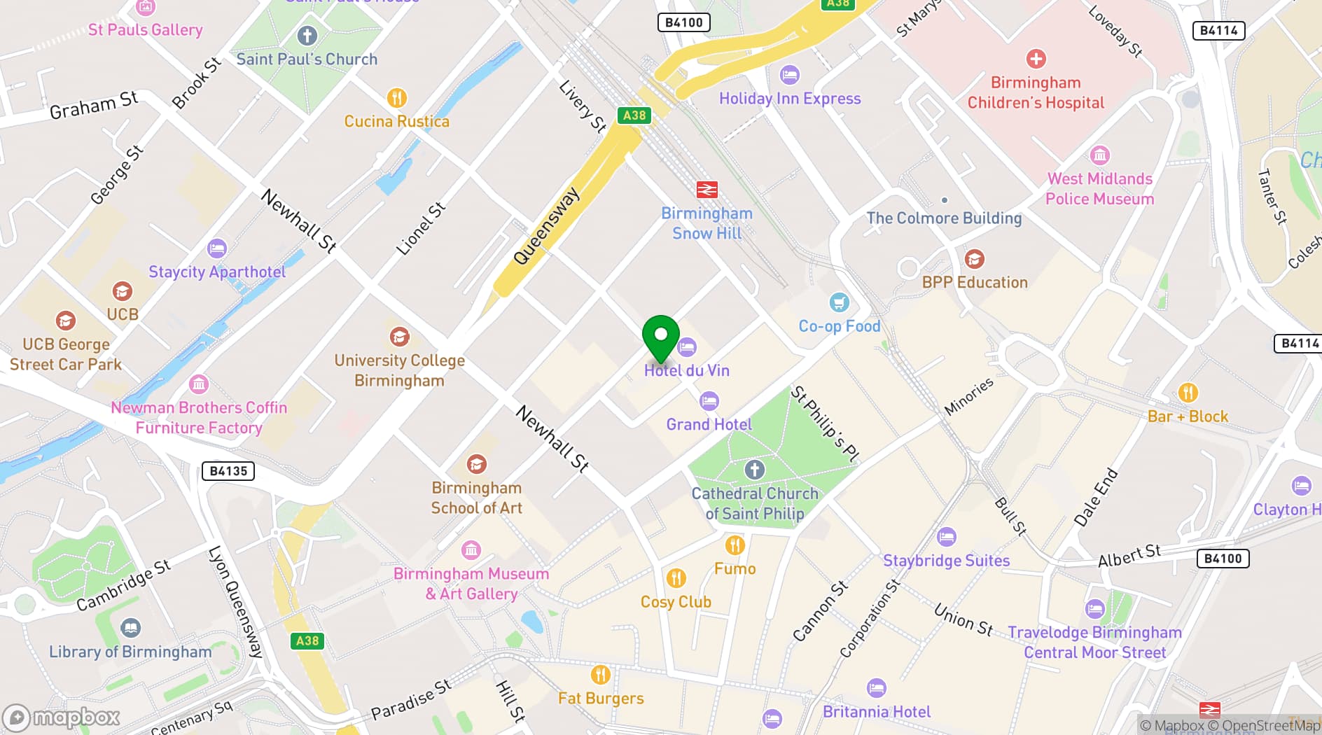 Map showing Townhouse Birmingham