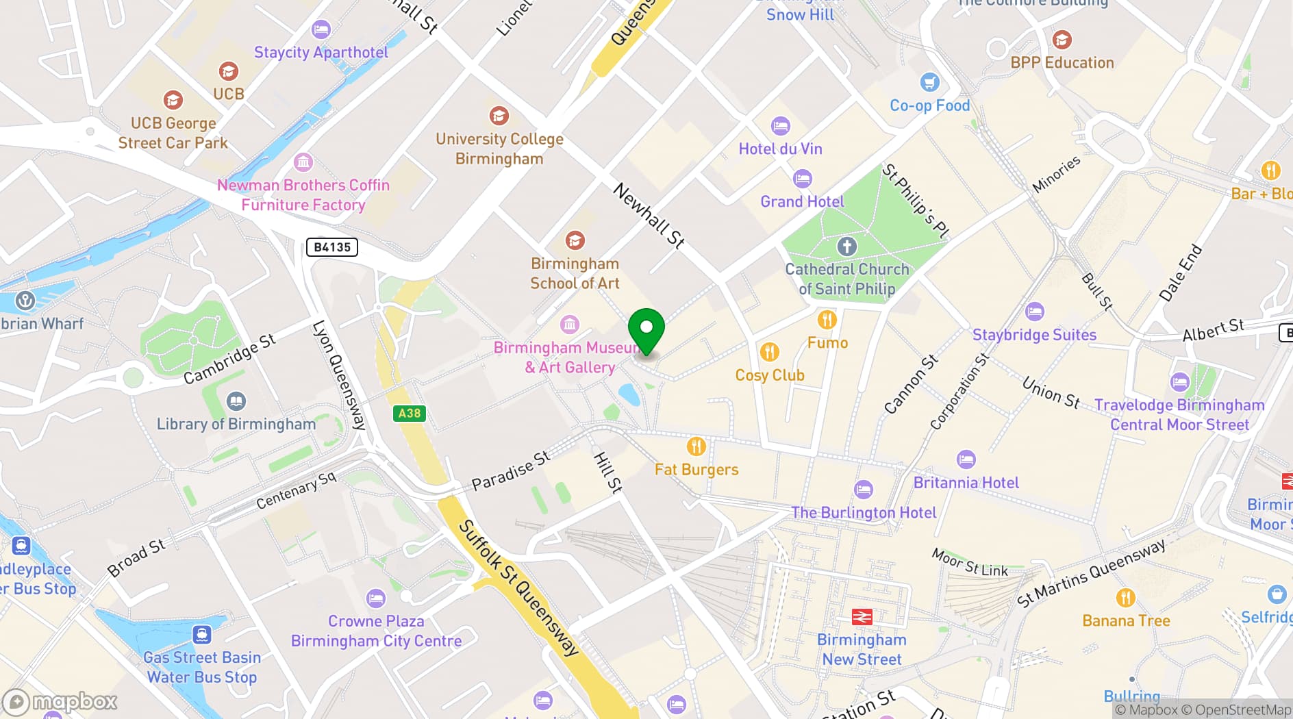 Map showing Theatrix Birmingham