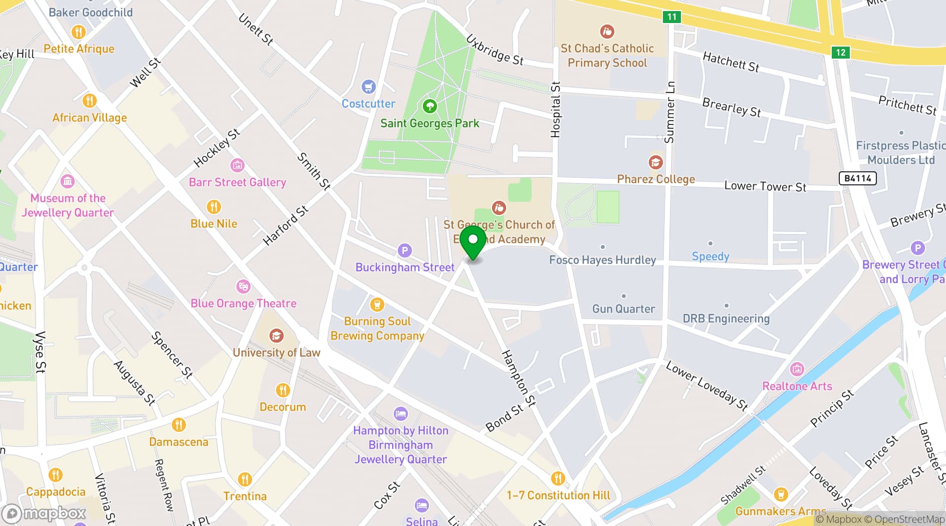 Map showing Digbeth Dining Club