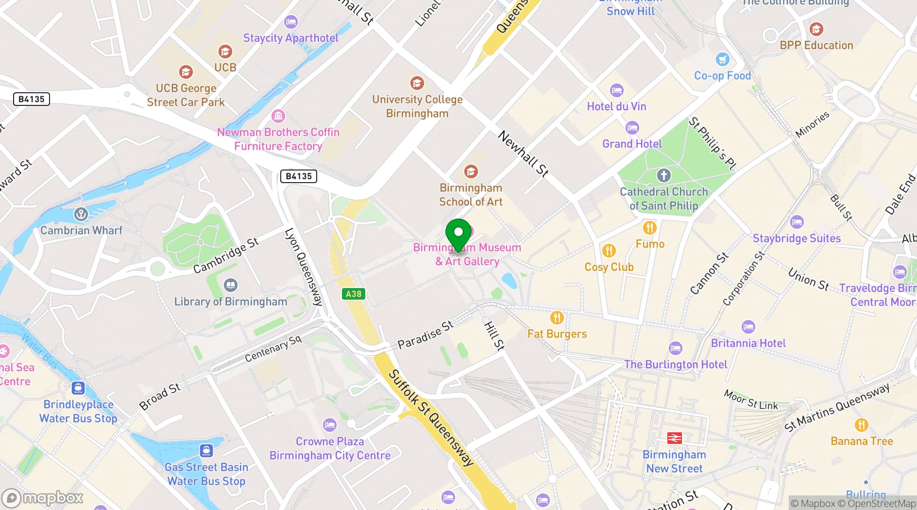 Map showing Birmingham Museums
