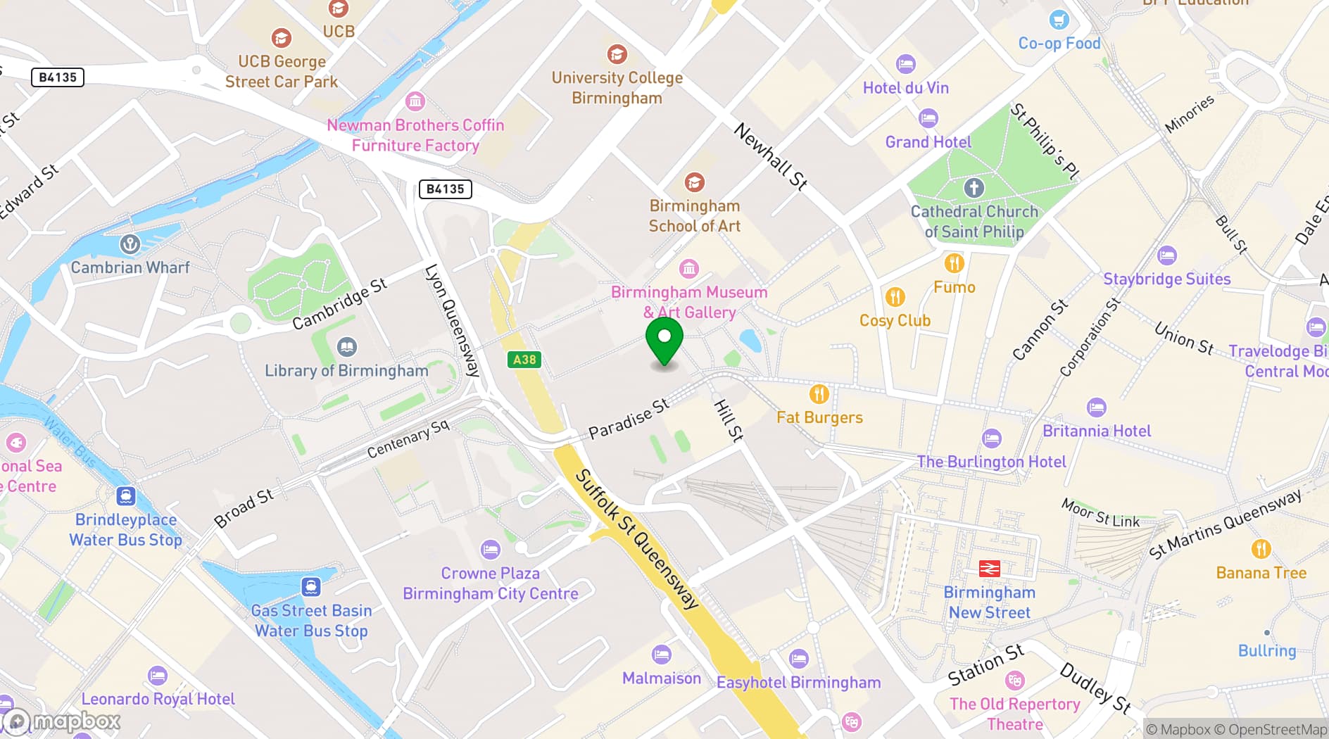 Map showing Roxy Ball Room, Victoria Square Birmingham