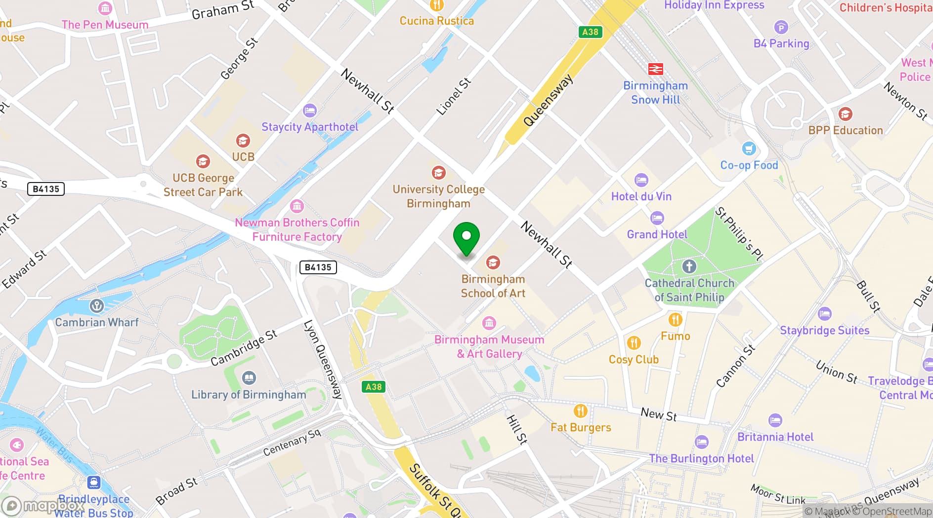 Map showing The Birmingham & Midland Institute