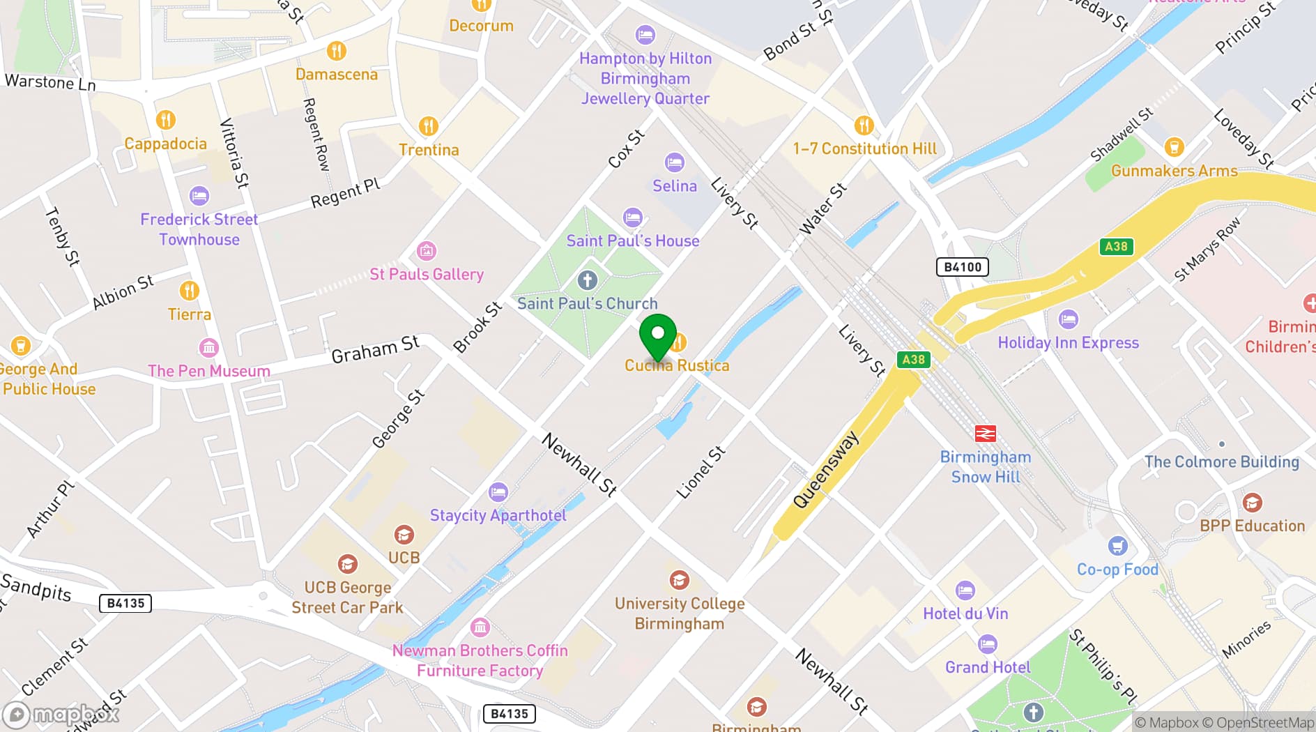 Map showing Actress and Bishop.