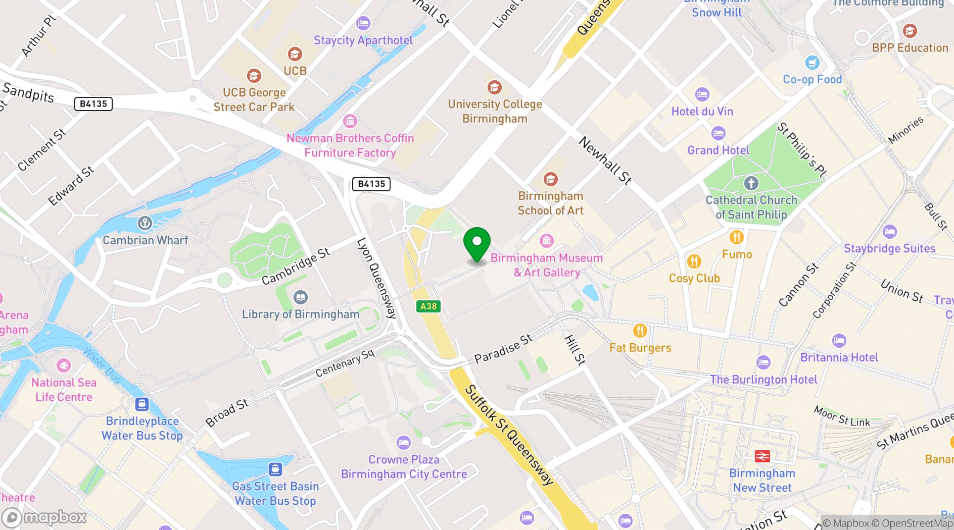 Map showing Albert's Schloss, Birmingham