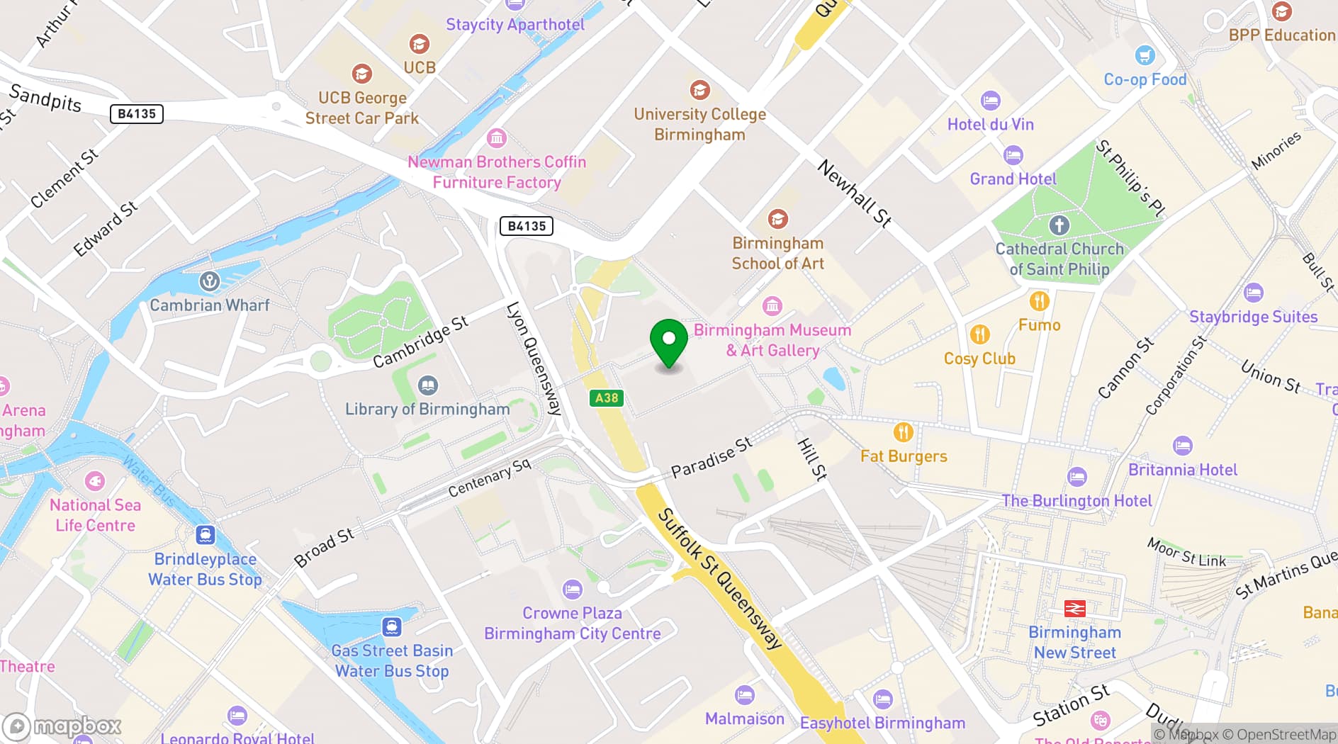 Map showing F1 Arcade Birmingham