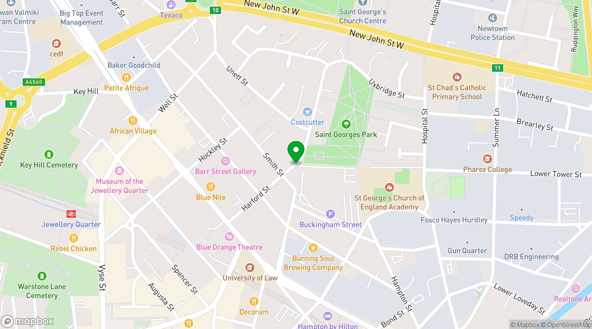 Map showing St Georges Community Hub Hall