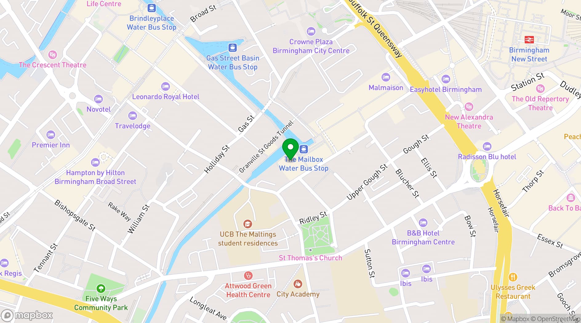 Map showing The Cube Hotel