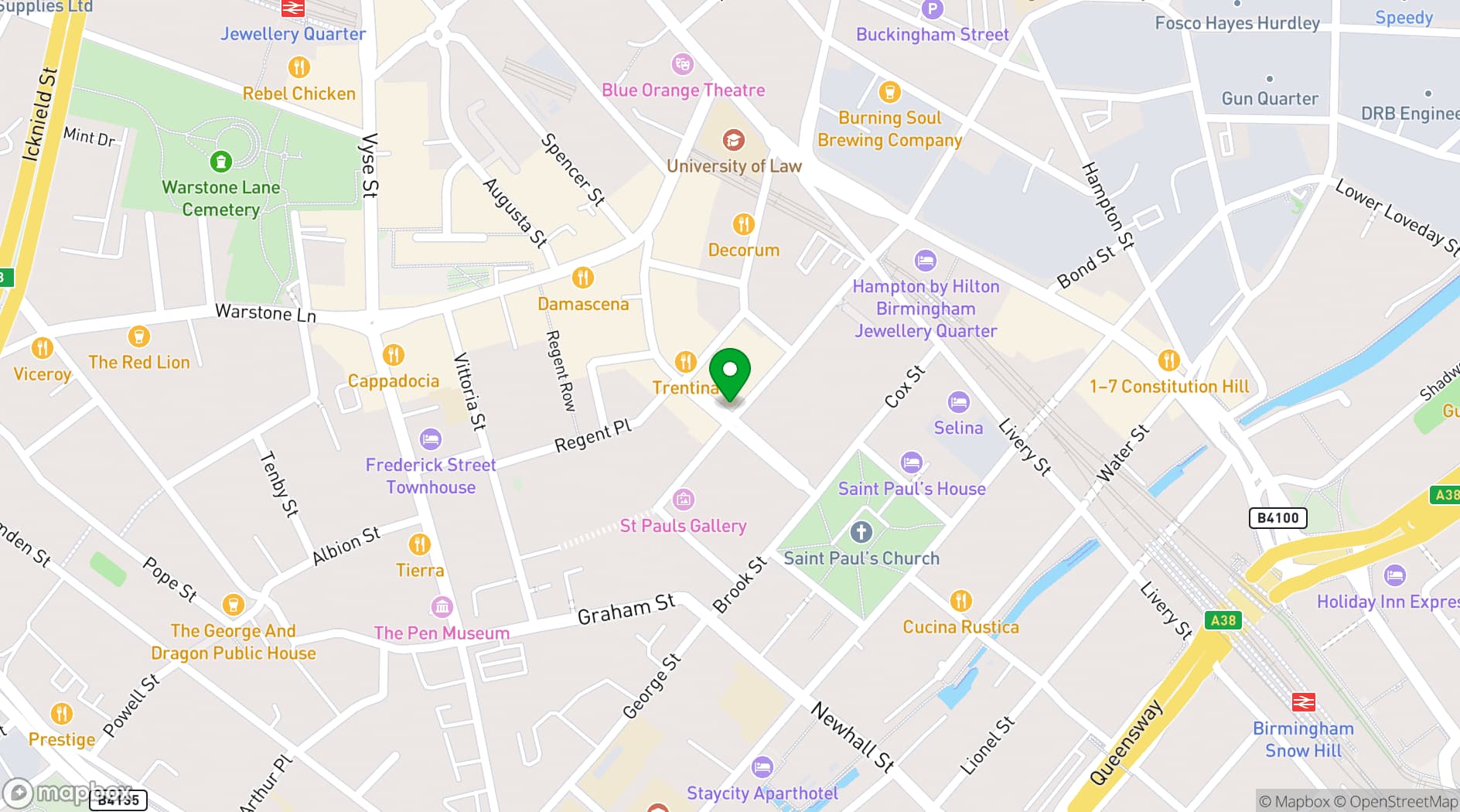 Map showing Eat Drink Meet