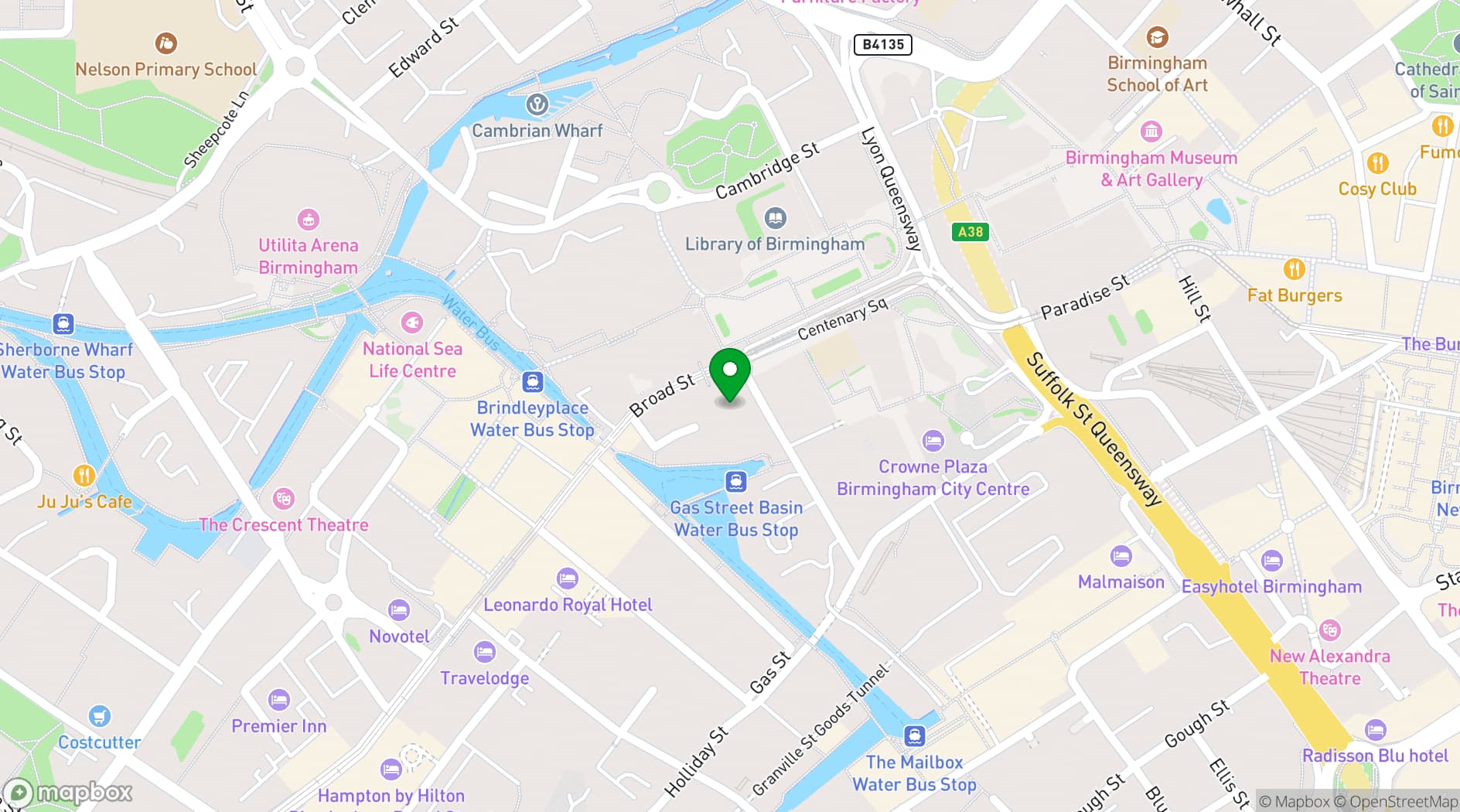 Map showing Hyatt Regency Birmingham
