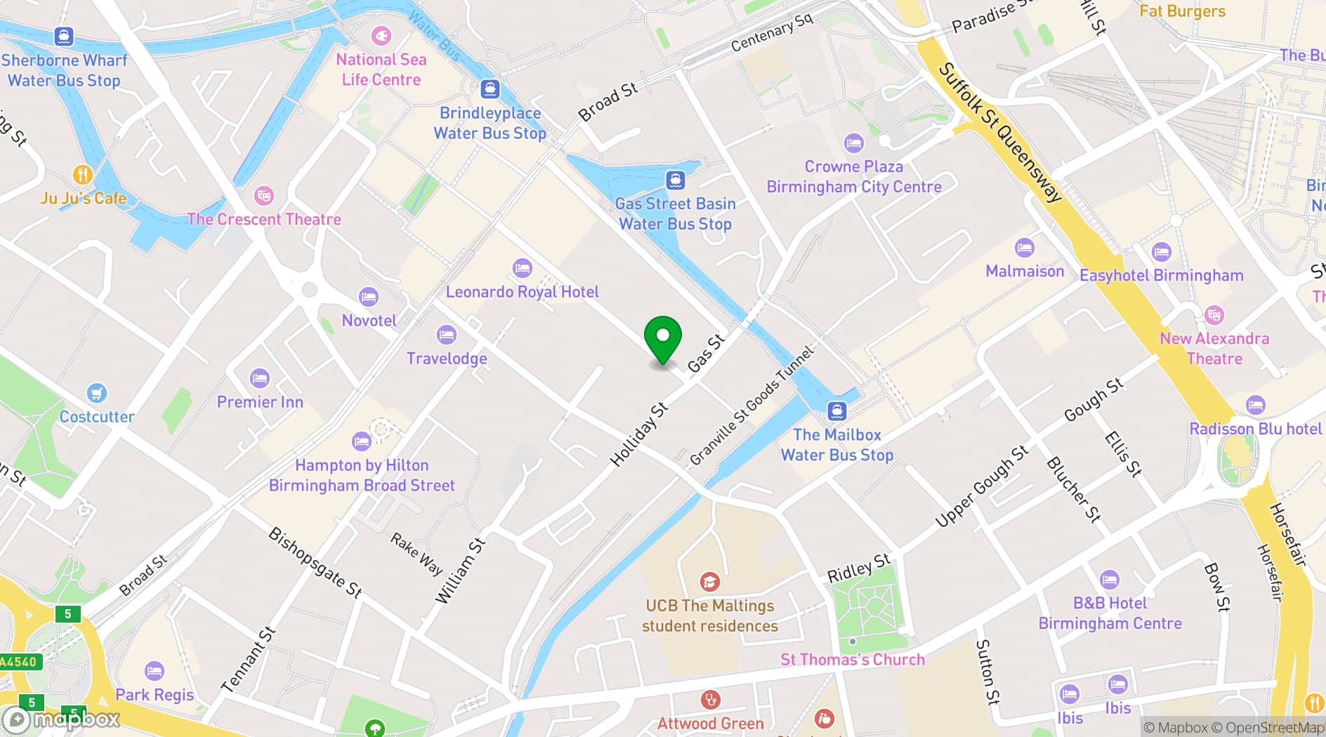 Map showing Birmingham Contemporary Music Group