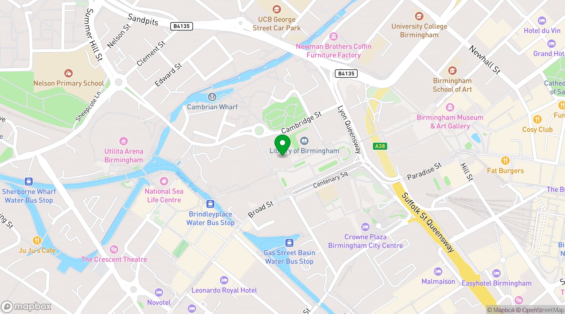 Map showing The Birmingham Repertory Theatre