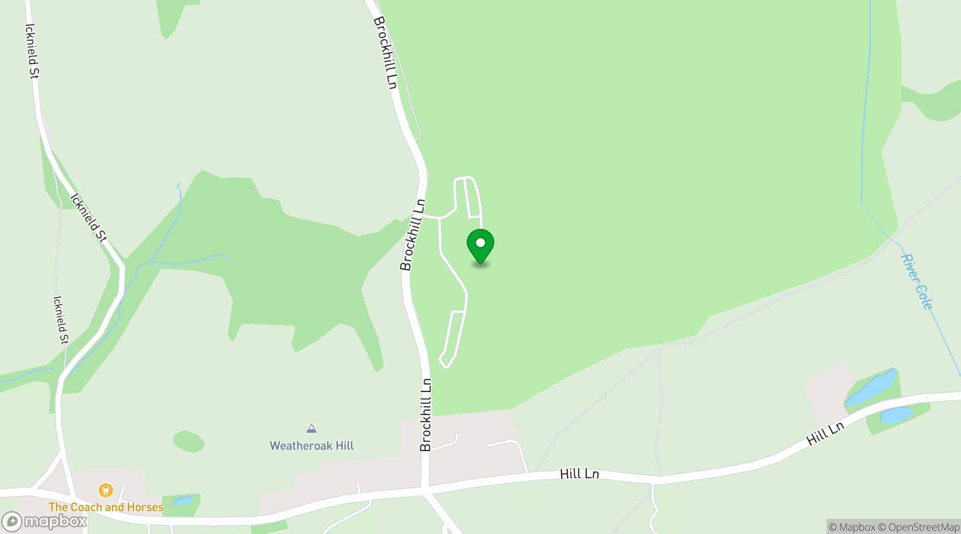 Map showing Weatheroak Hall