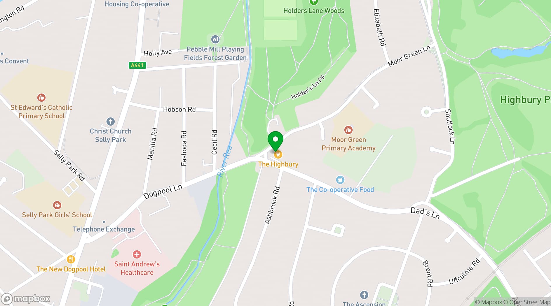 Map showing The Highbury