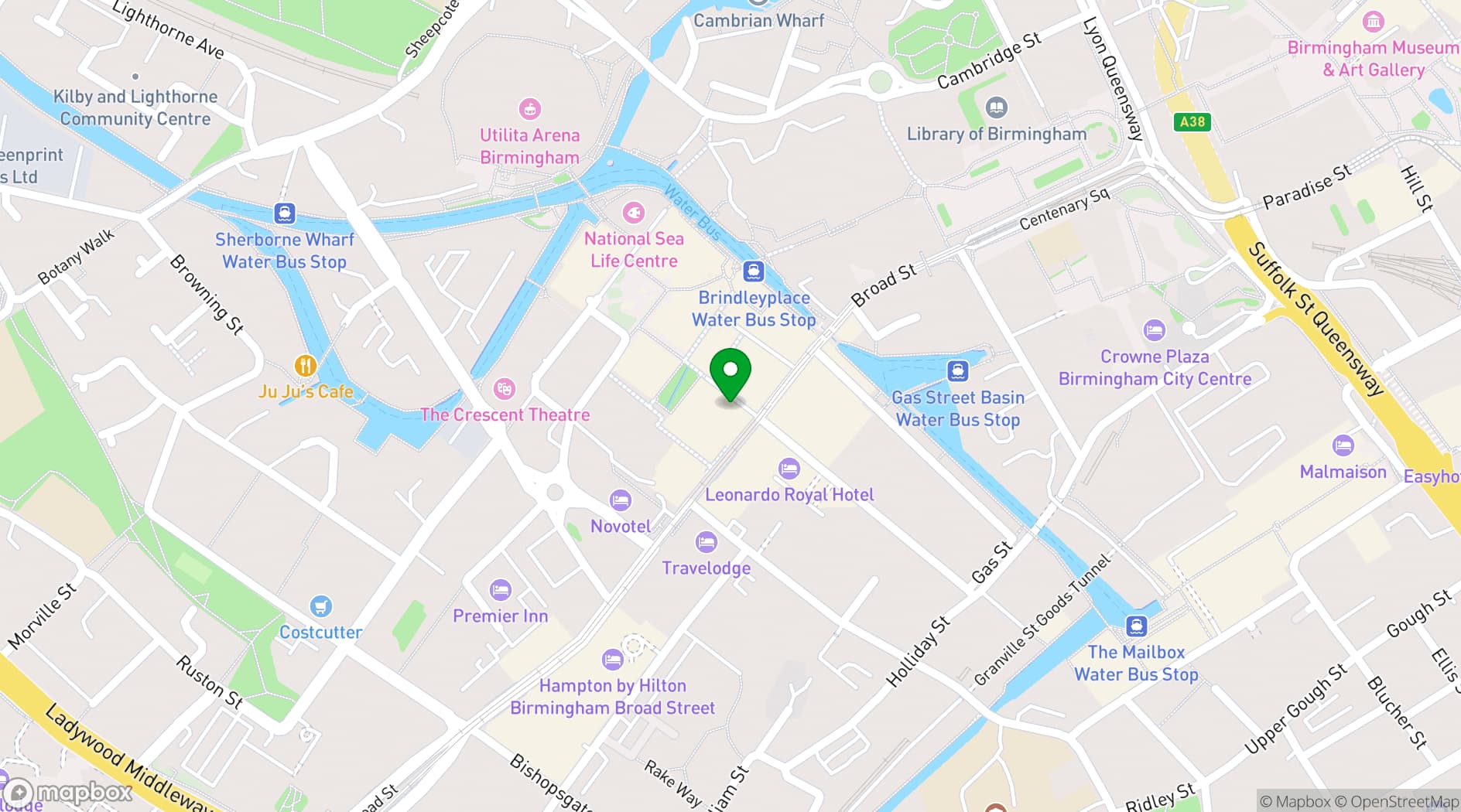 Map showing Popworld Birmingham