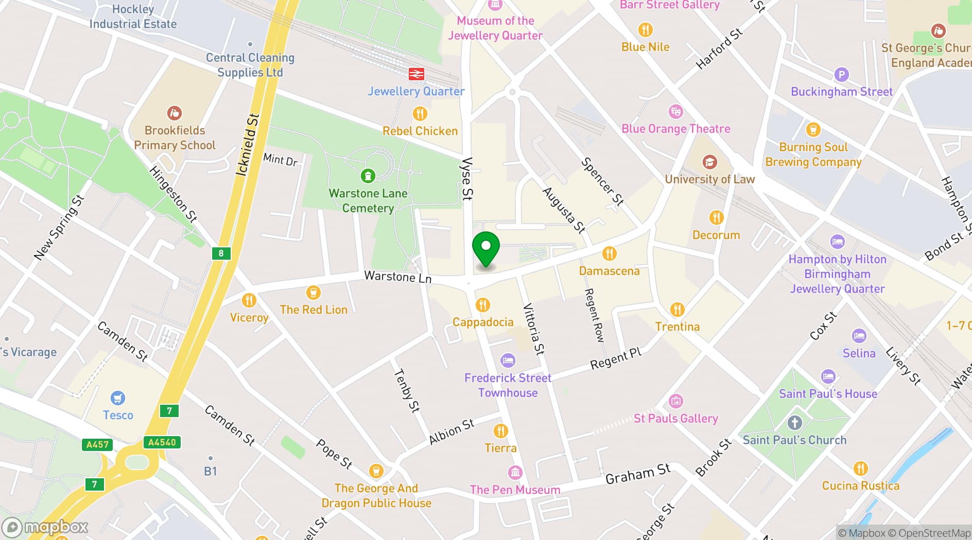 Map showing Rose Villa Tavern