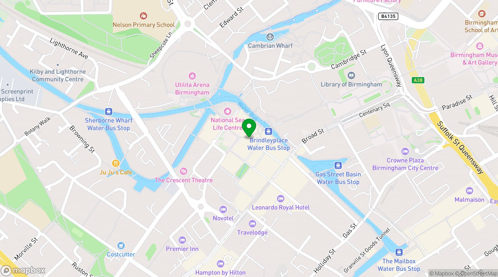 Map showing Cosy Club Brindleyplace