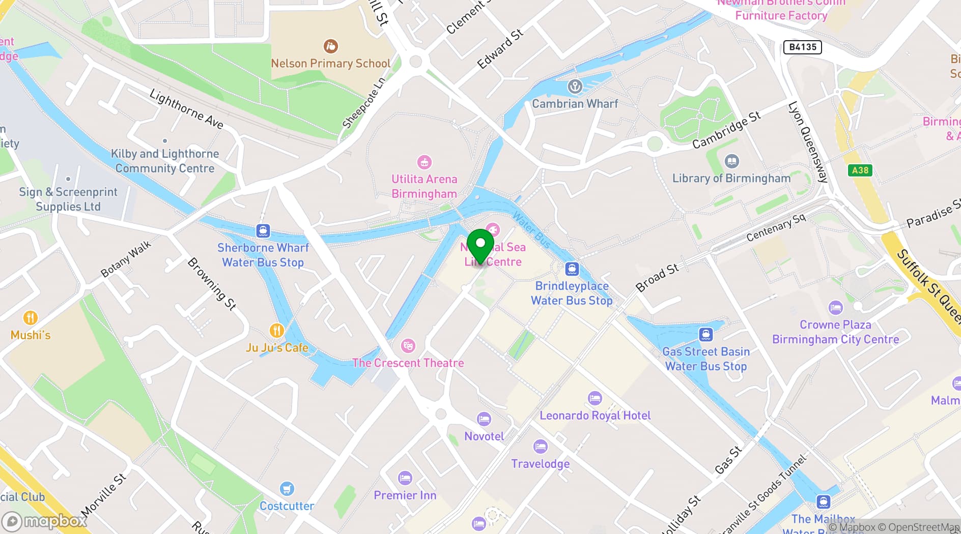 Map showing Bank Restaurant Bar & Grill