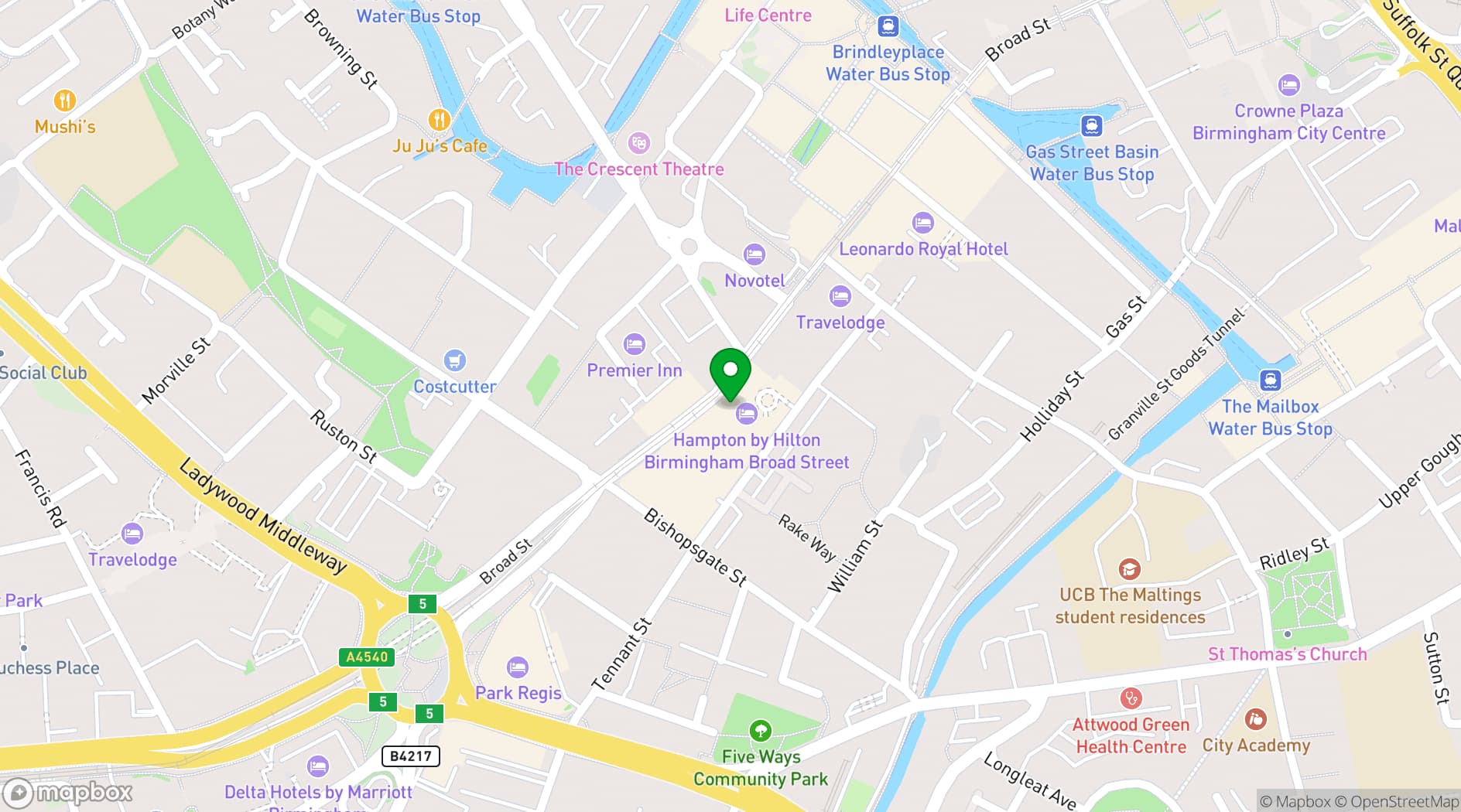 Map showing Snobs Nightclub