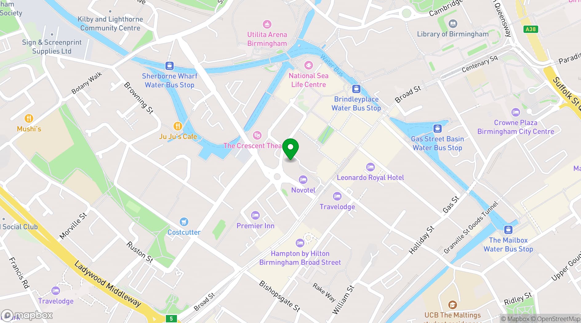 Map showing Eleven Brindleyplace