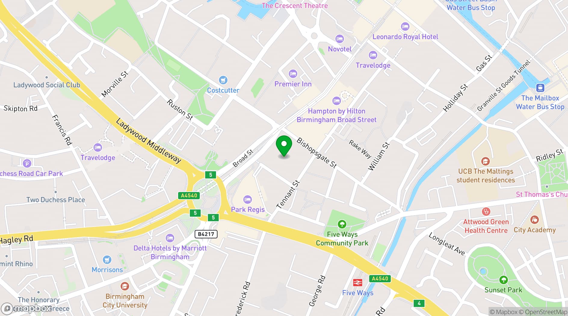 Map showing Fiveways Entertainment Centre