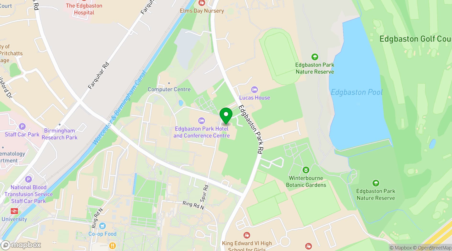 Map showing Edgbaston Park Hotel & Conference Centre