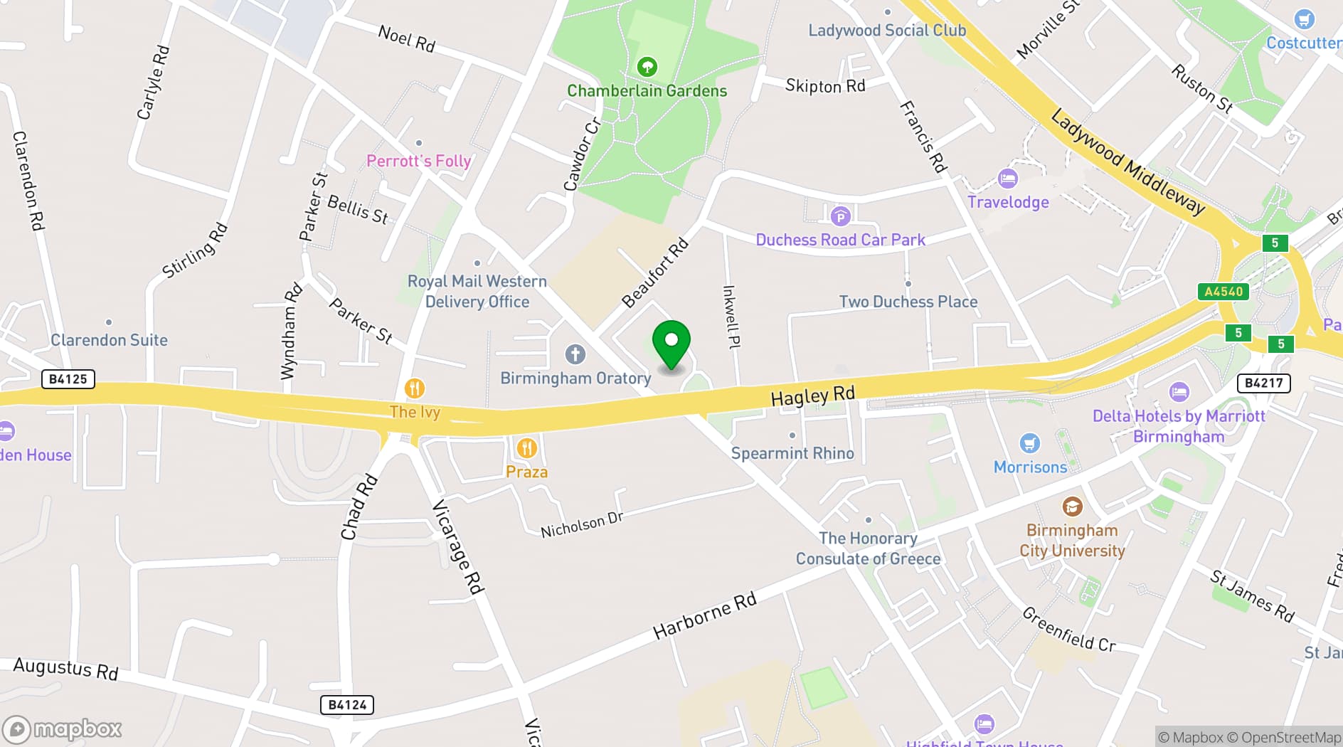 Map showing Plough & Harrow Hotel