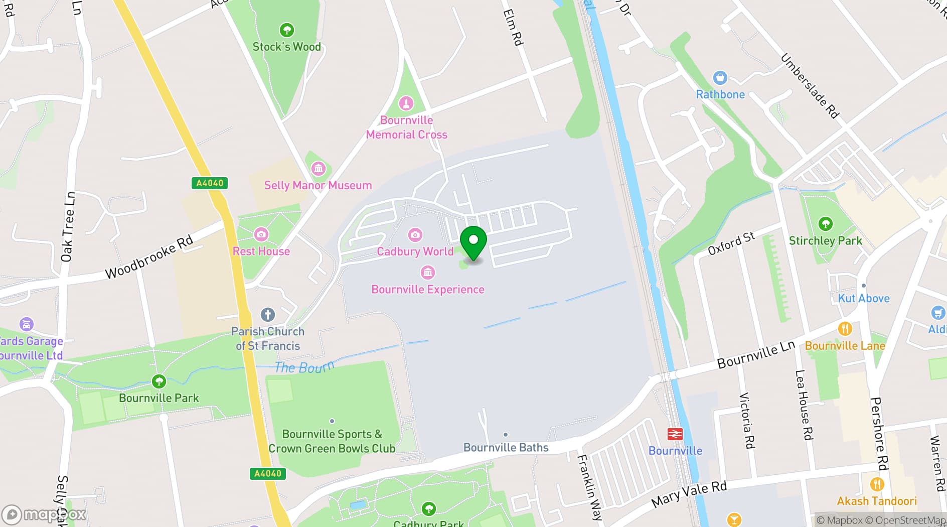 Map showing Cadbury World - 4D Chocolate Adventure