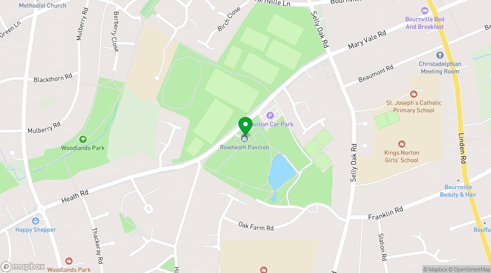 Map showing Rowheath Pavilion