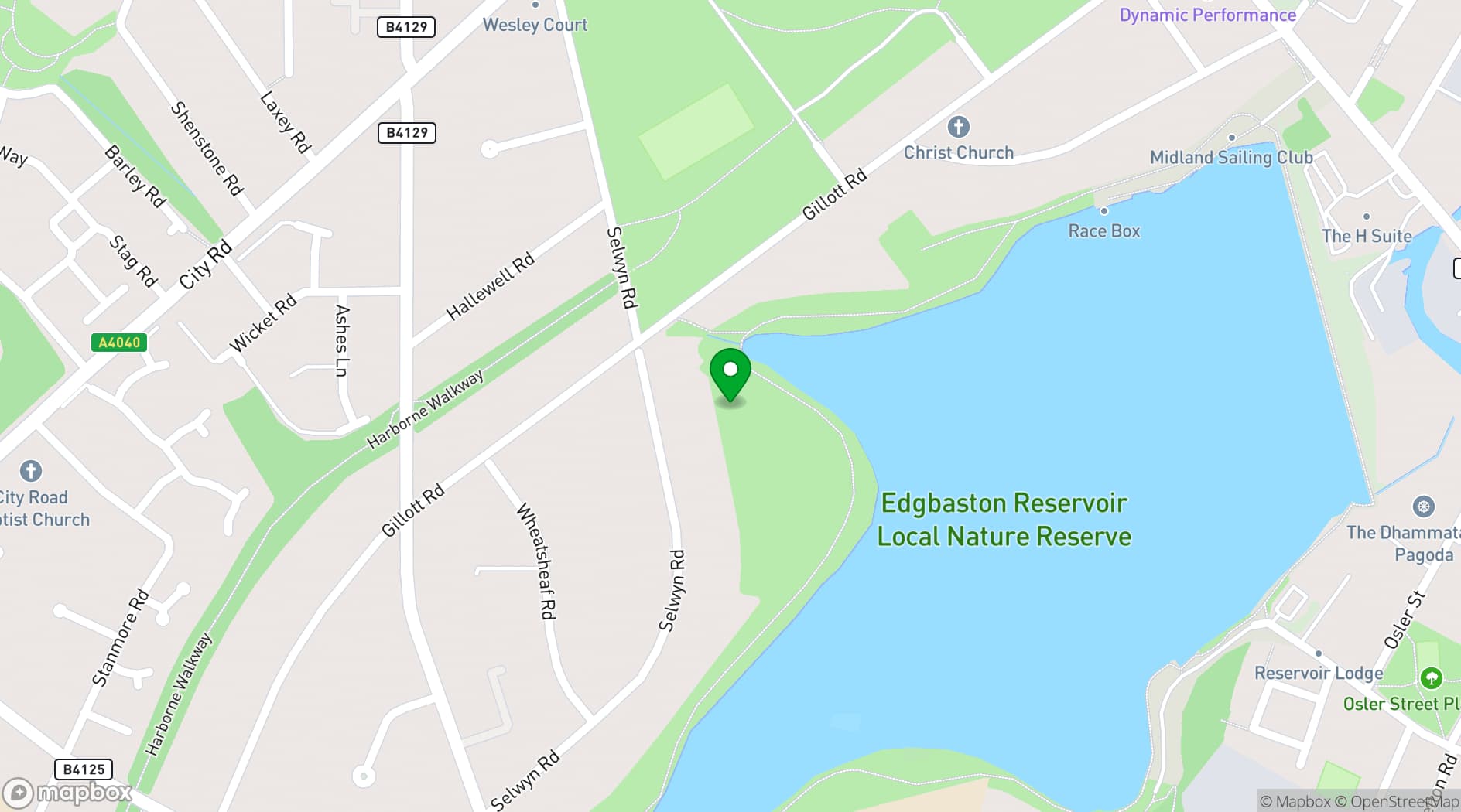 Map showing Birmingham Settlement Nature & Wellbeing Centre - Ladywood
