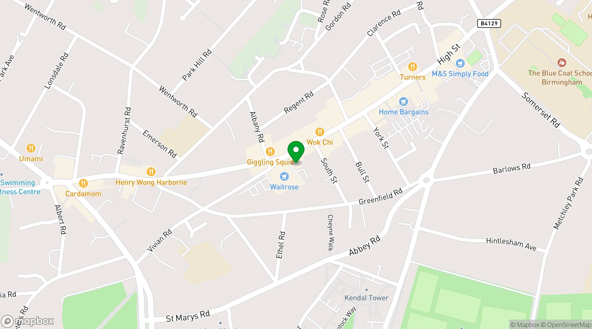 Map showing Slug And Lettuce Harborne