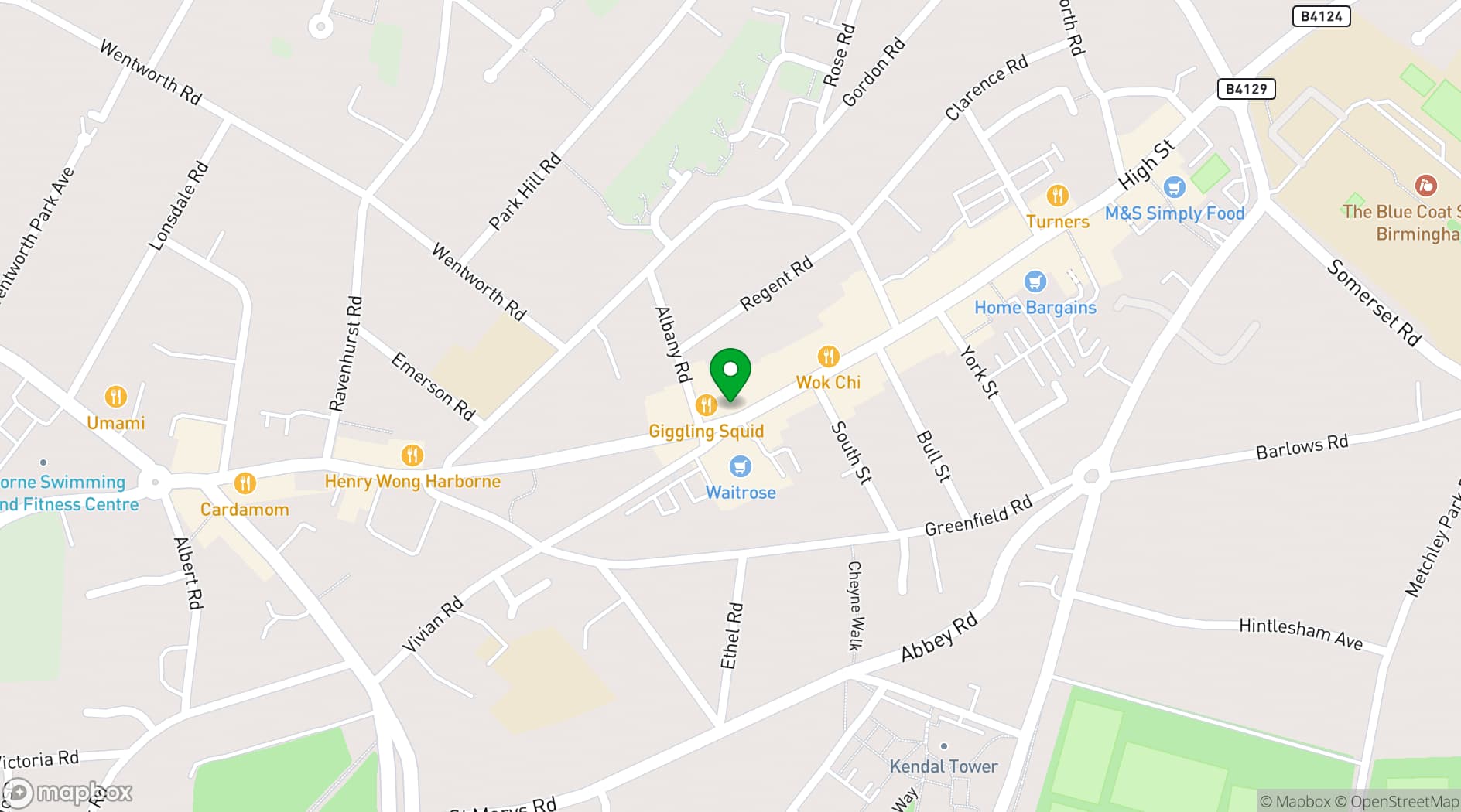 Map showing Harborne Kitchen