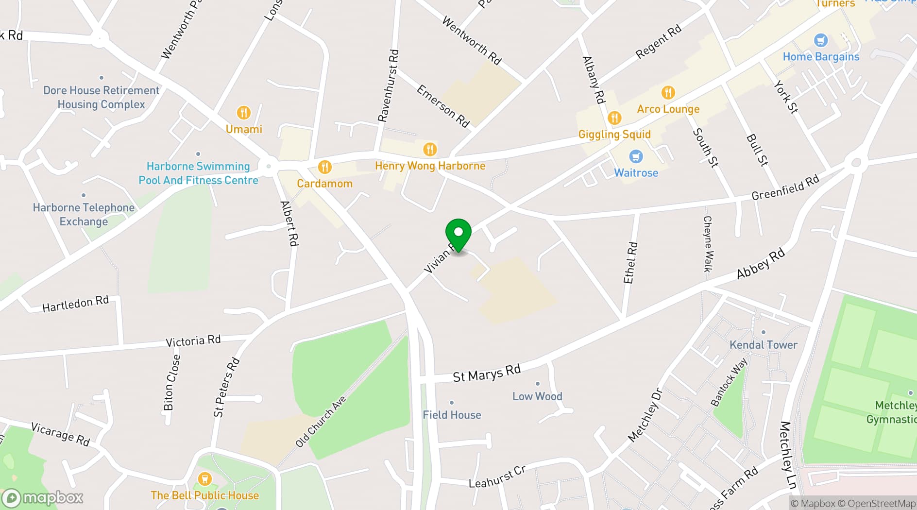 Map showing St Mary's Parish Halls