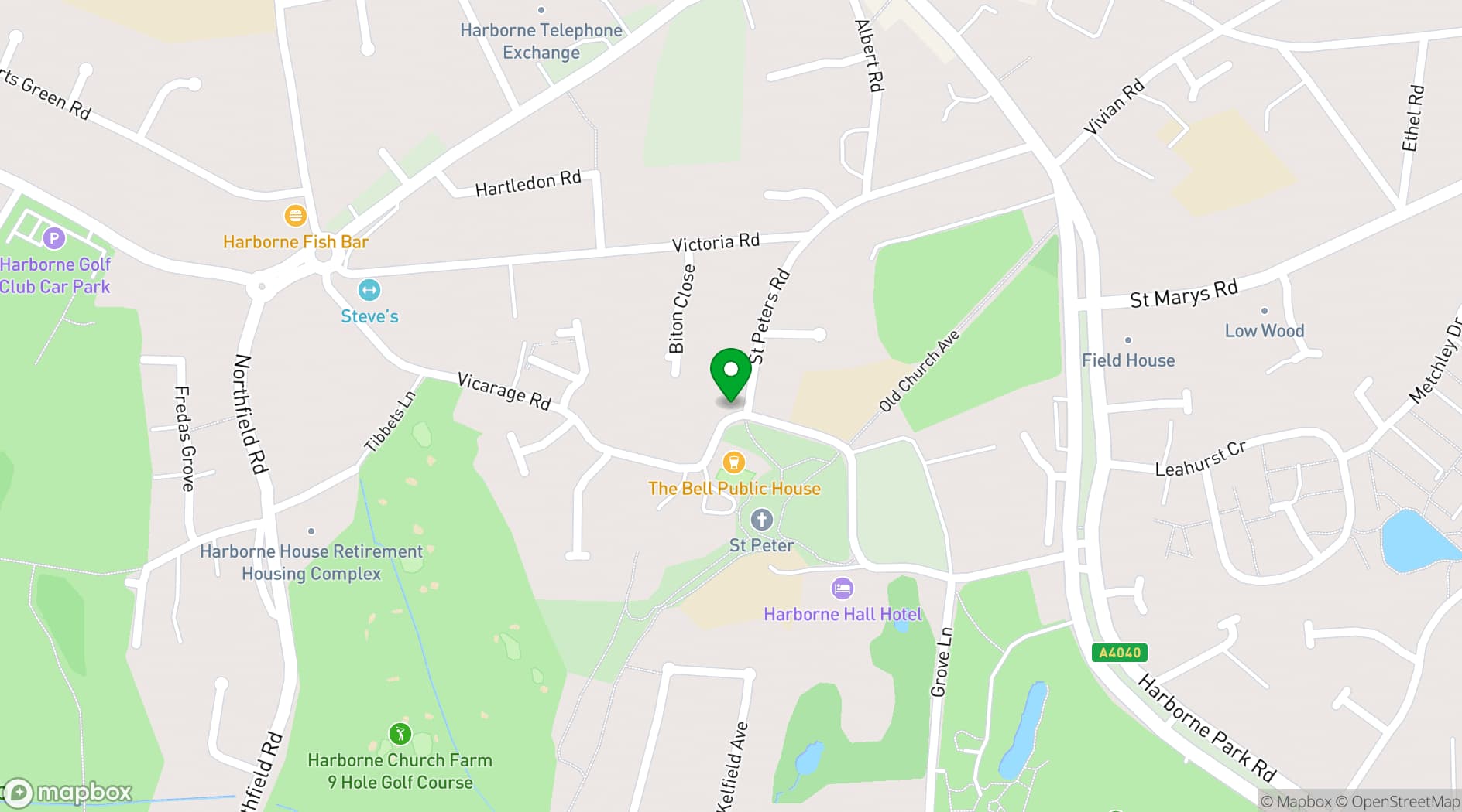 Map showing Bell Harborne