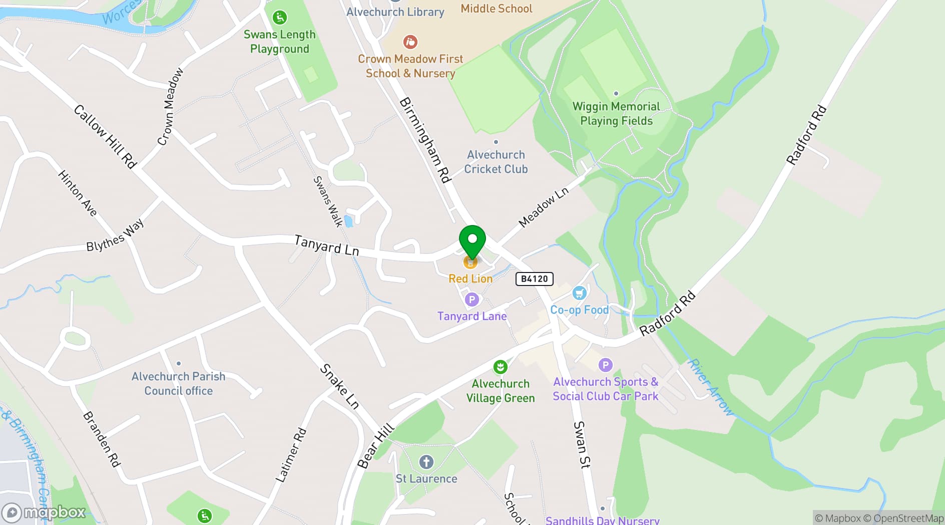 Map showing The Red Lion