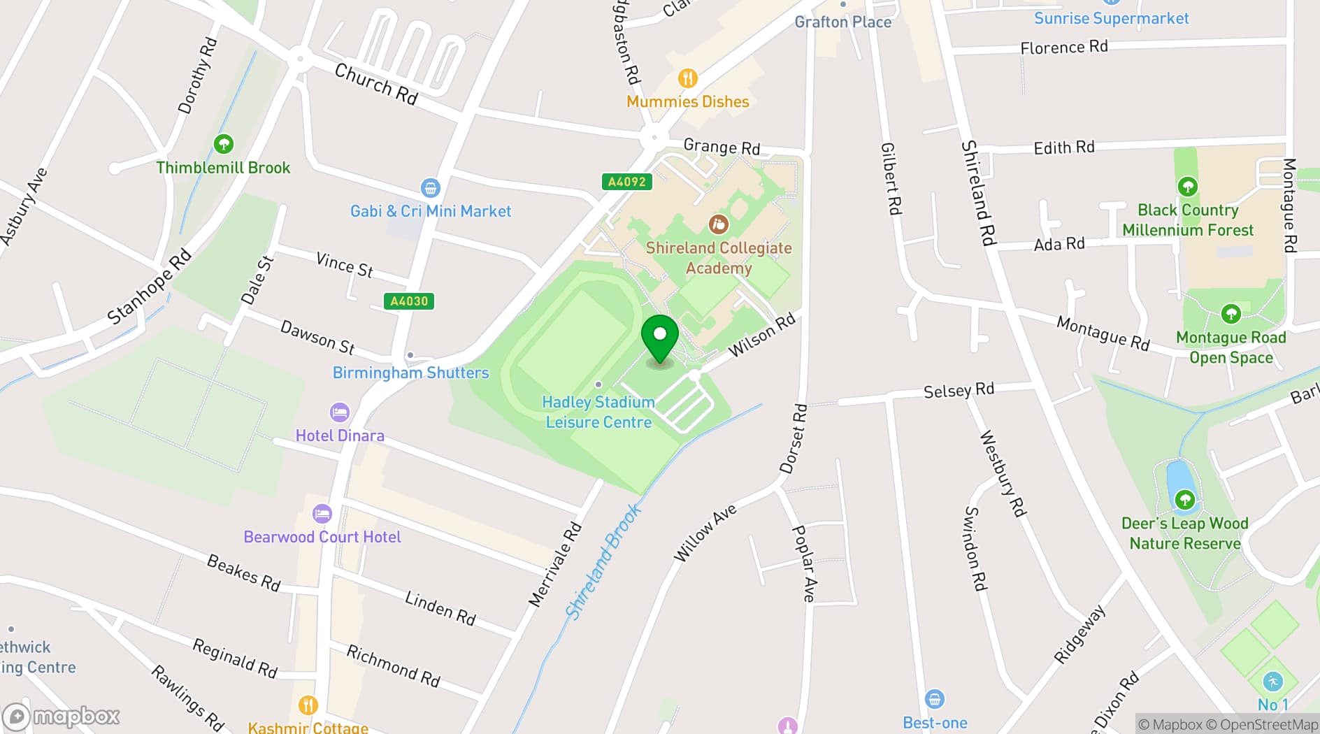 Map showing Sandwell Leisure Trust