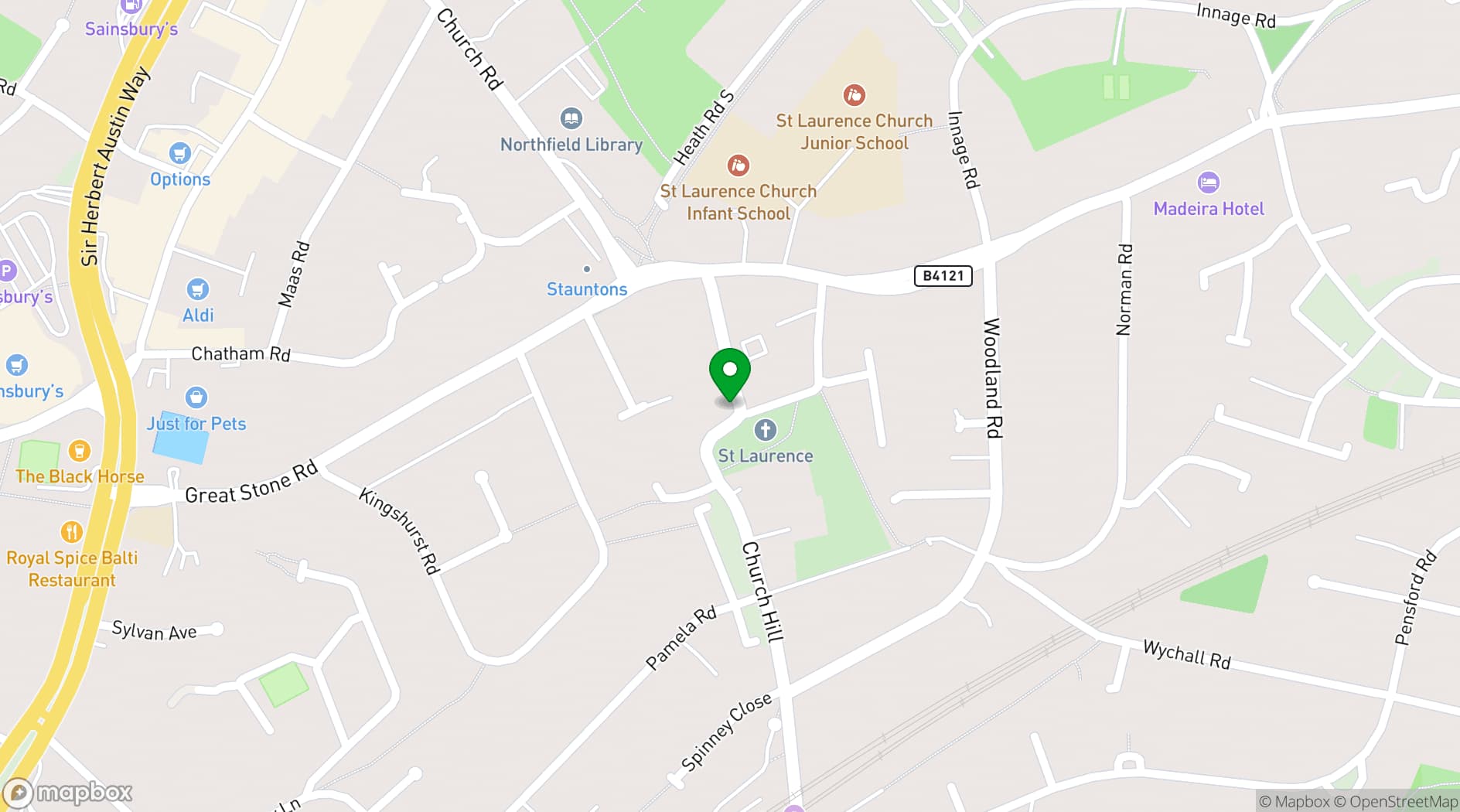 Map showing Great Stone Inn Birmingham